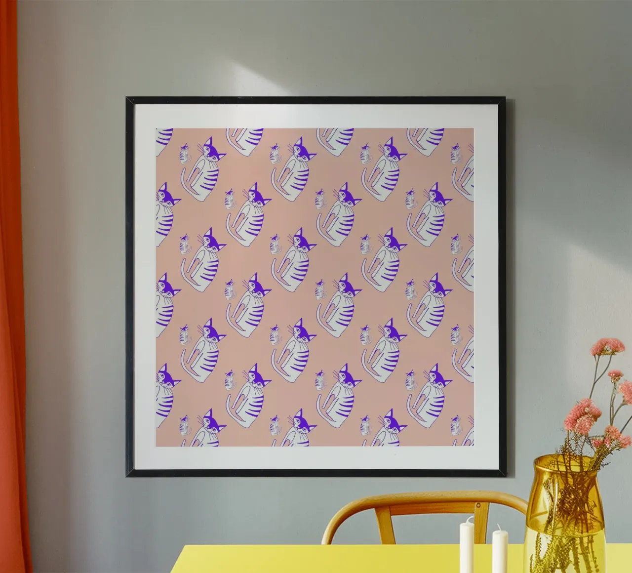 Cat Peach Pattern poster da Vasare Nar