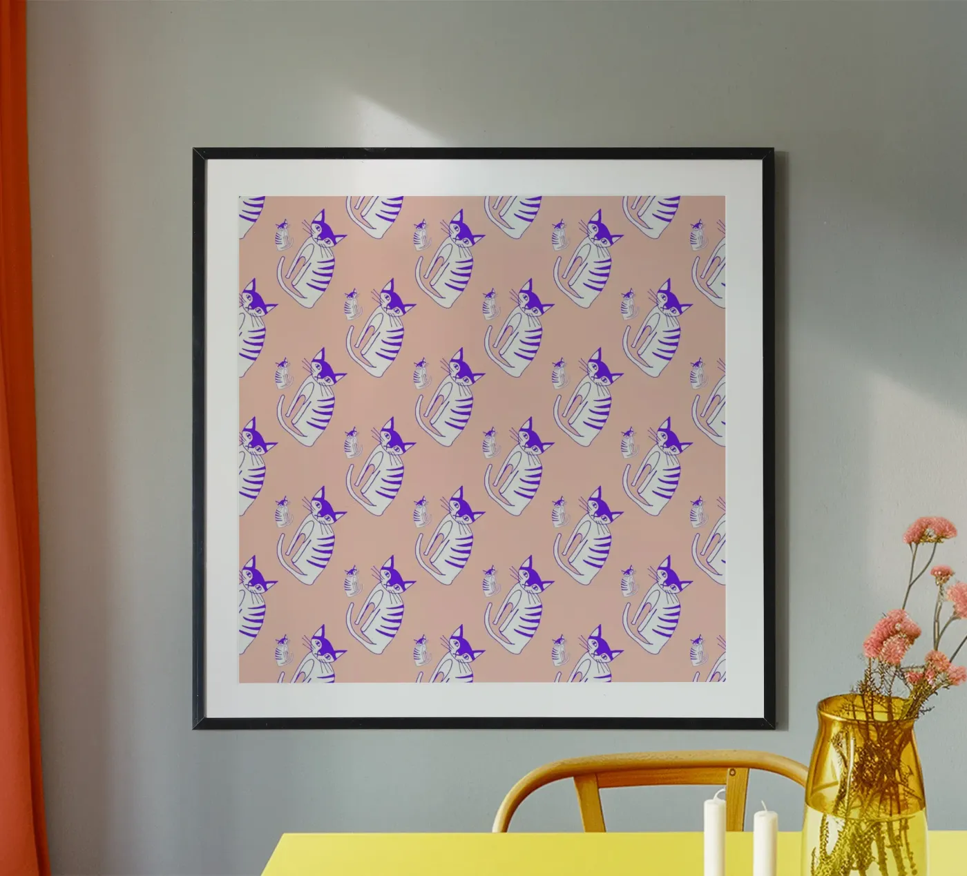 Cat Peach Pattern poster da Vasare Nar