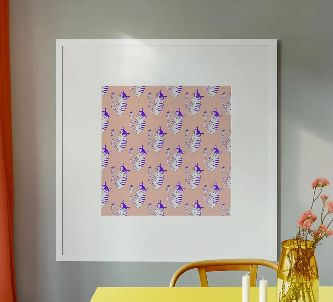 Cat Peach Pattern poster da Vasare Nar