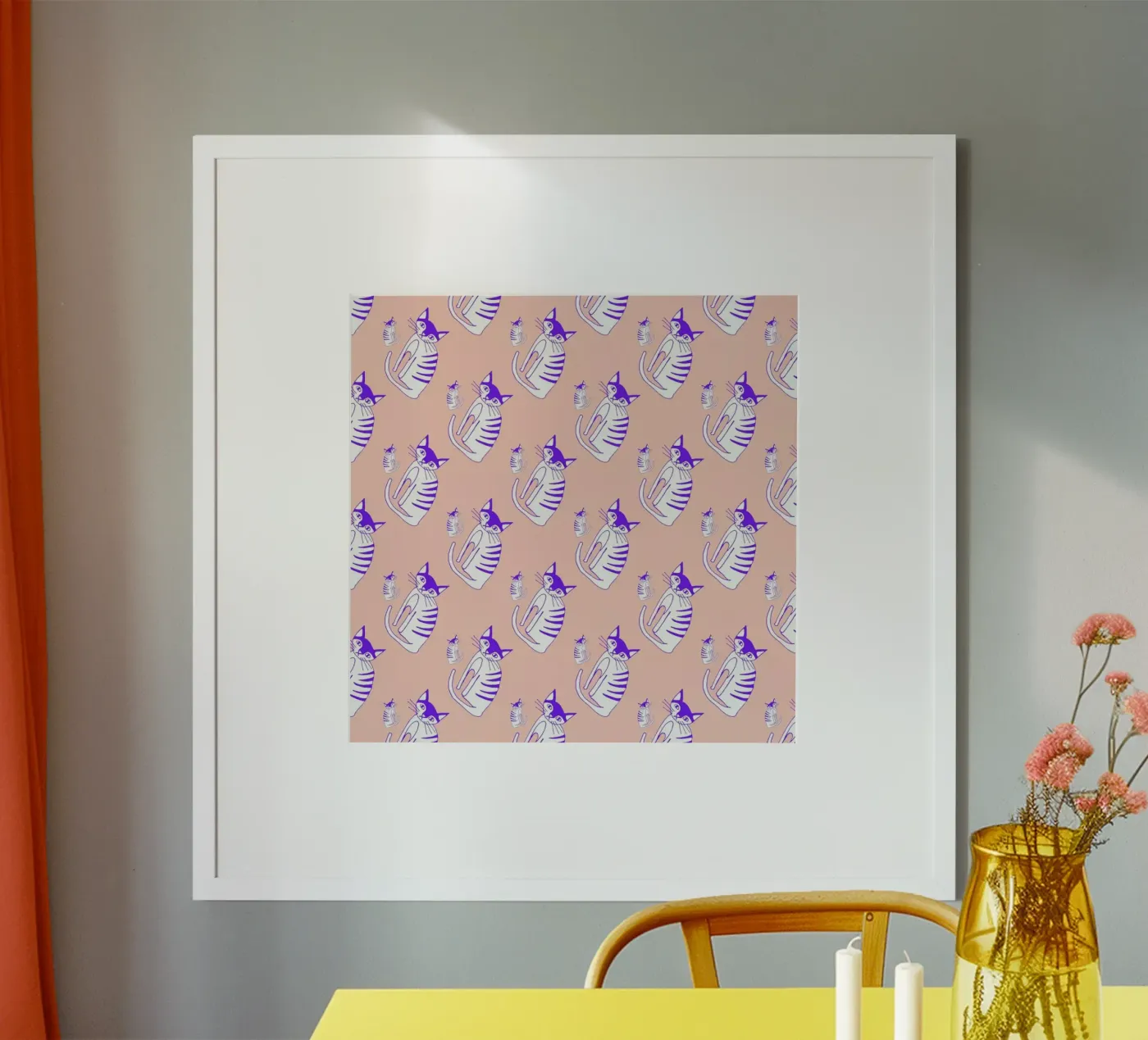 Cat Peach Pattern poster da Vasare Nar