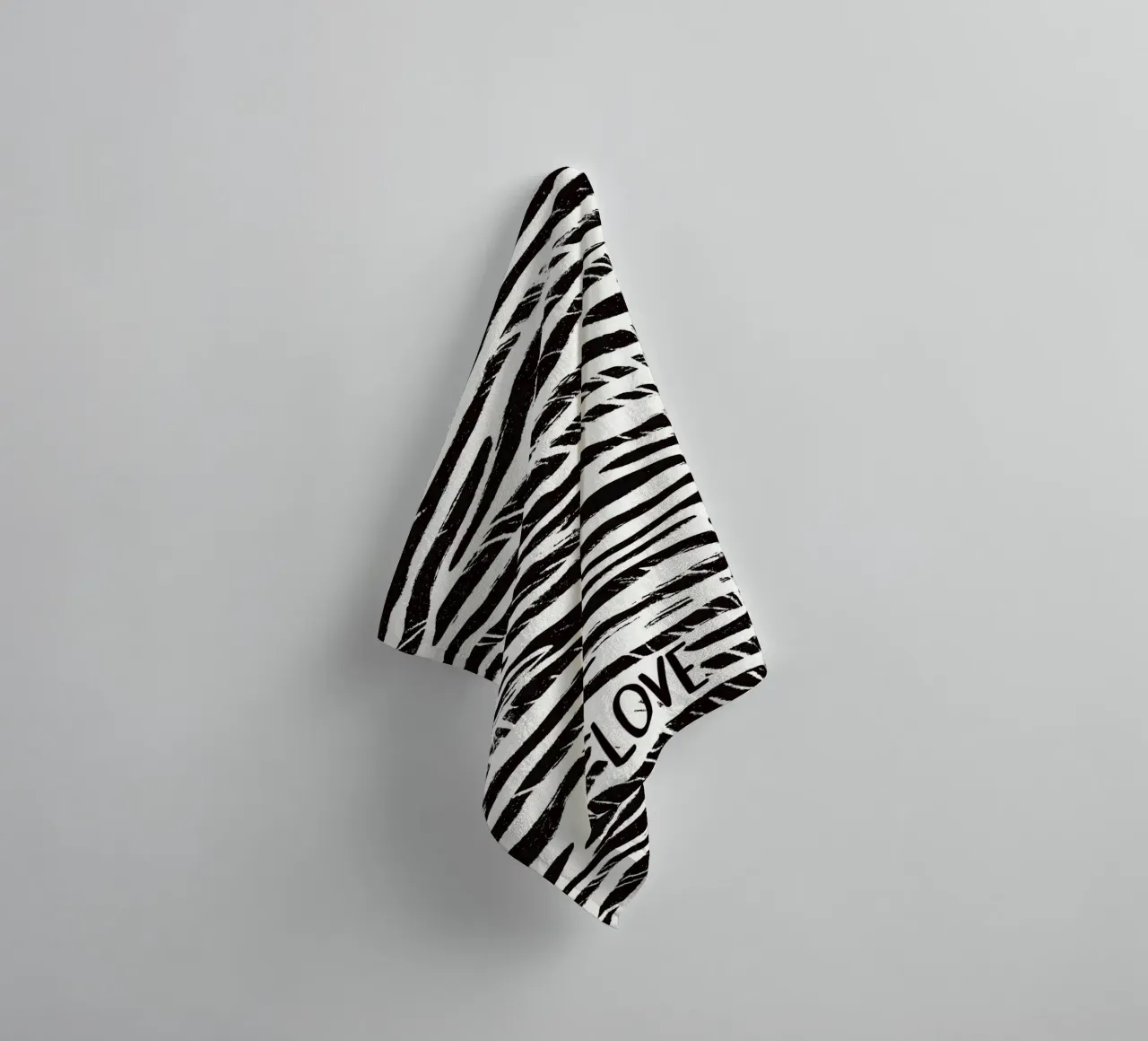 Love | Wave pattern in black and white towel by Autofocus