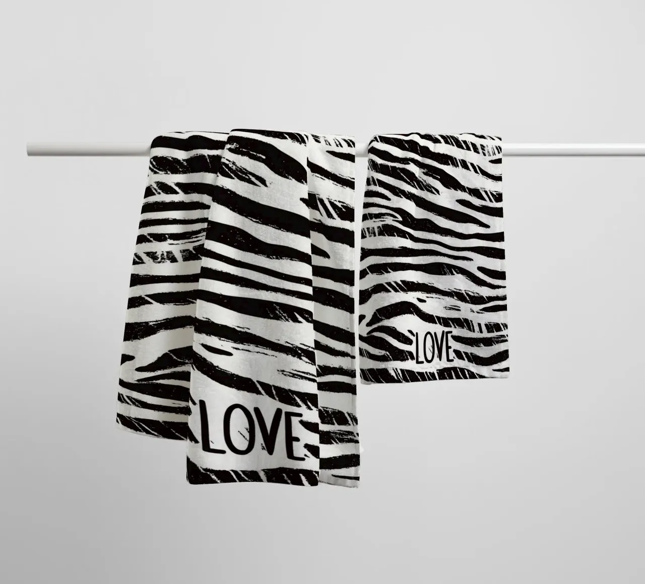 Love | Wave pattern in black and white towel by Autofocus