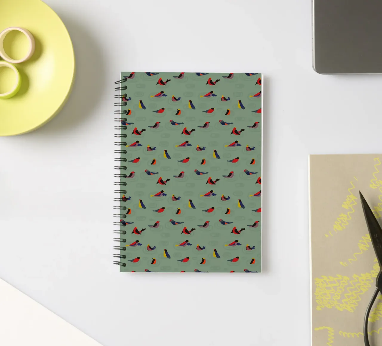 Abstract Bird Pattern – Modern Nature-Inspired Decor spiral notebook by Spunk