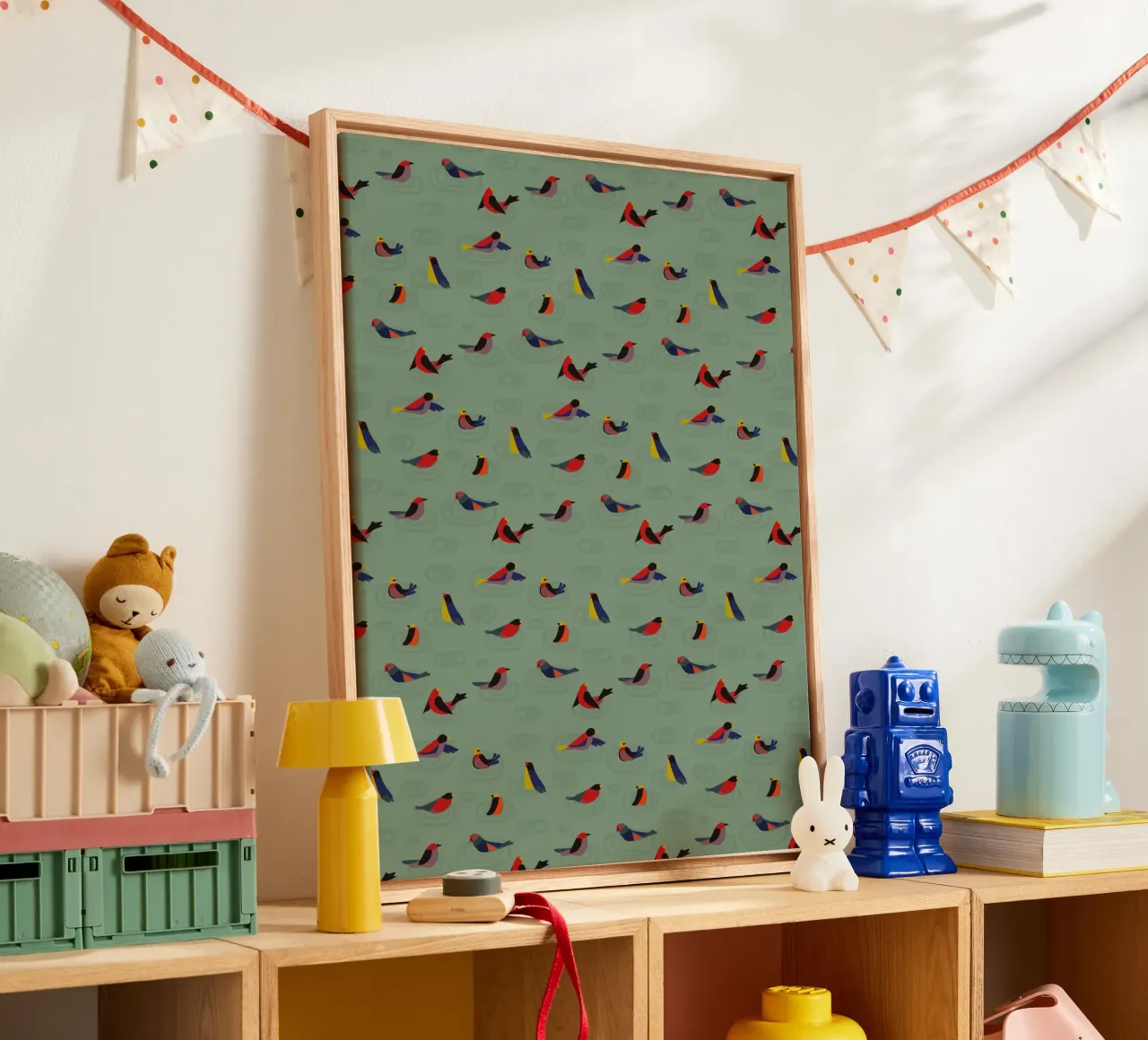 Abstract Bird Pattern – Modern Nature-Inspired Decor tela da Spunk