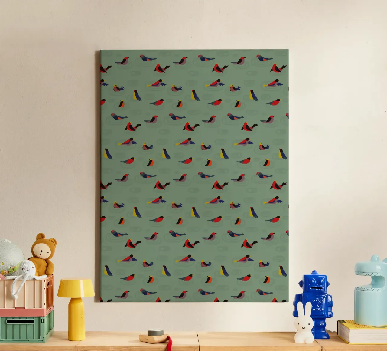 Abstract Bird Pattern – Modern Nature-Inspired Decor tela da Spunk