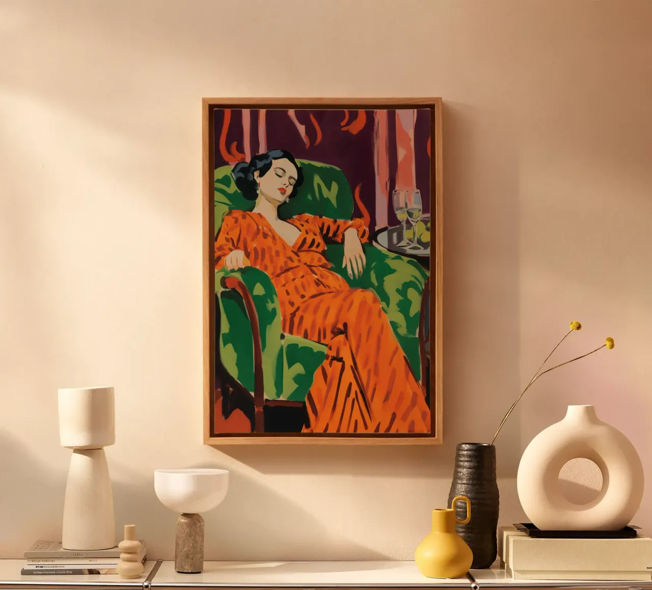 Champagne met Matisse | Canvas Schilderij canvas met Baklijst van Autofocus