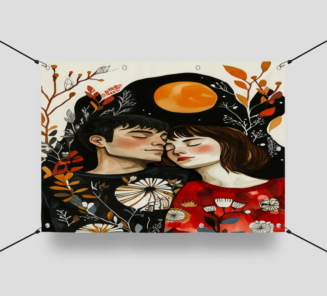 L'amore è nell'aria pittura digitale ad acquerello telo in pvc da Justyna Jaszke JBJart