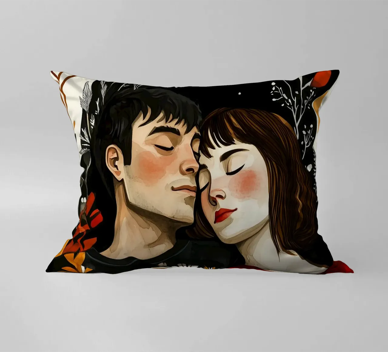 L'amore è nell'aria pittura digitale ad acquerello cuscino da Justyna Jaszke JBJart