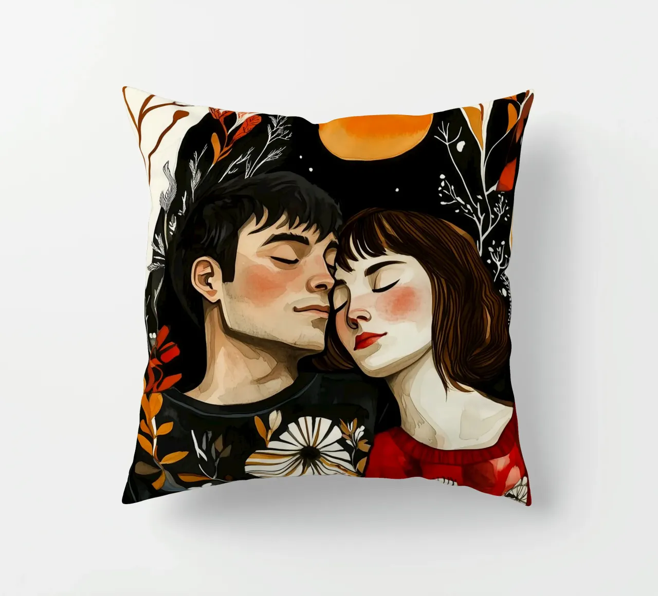 L'amore è nell'aria pittura digitale ad acquerello cuscino da Justyna Jaszke JBJart