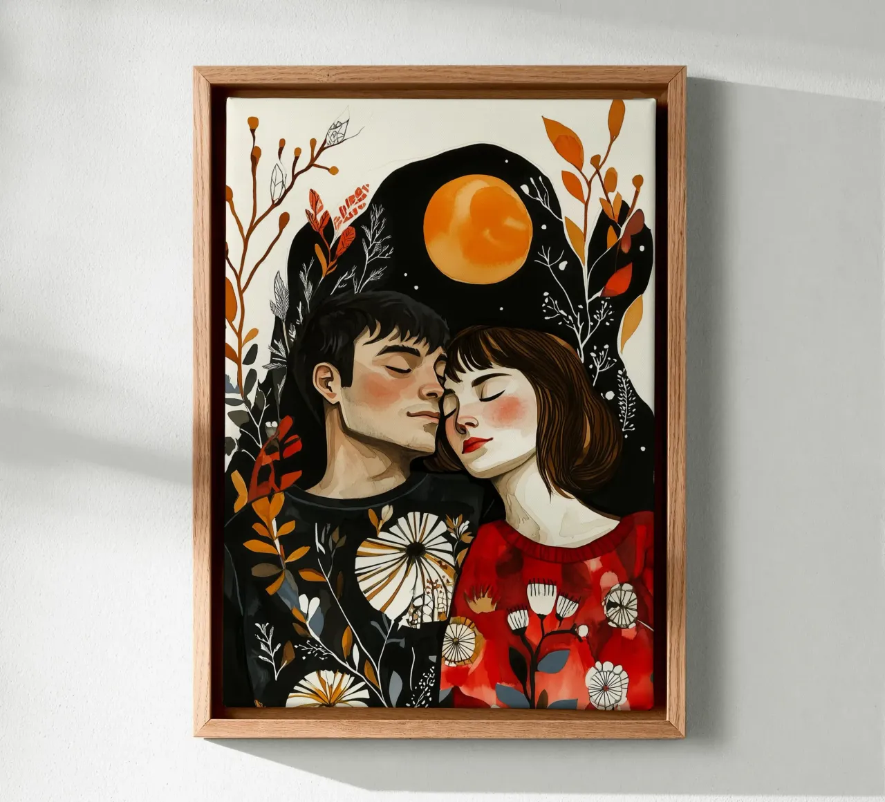 L'amore è nell'aria pittura digitale ad acquerello tela con Cornice a cassetta da Justyna Jaszke JBJart