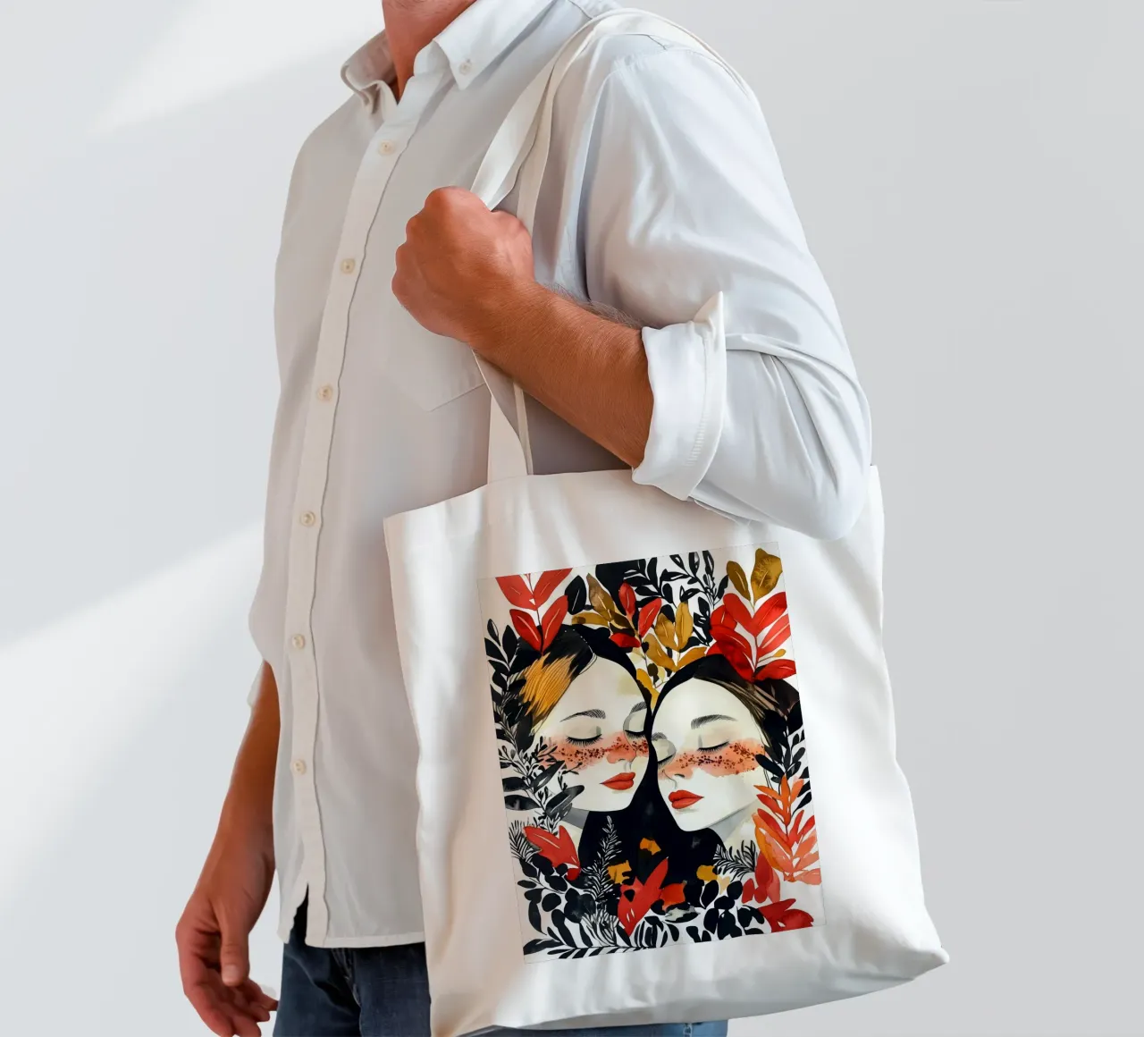 L'amore è nell'aria pittura digitale ad acquerello borsa in juta da Justyna Jaszke JBJart