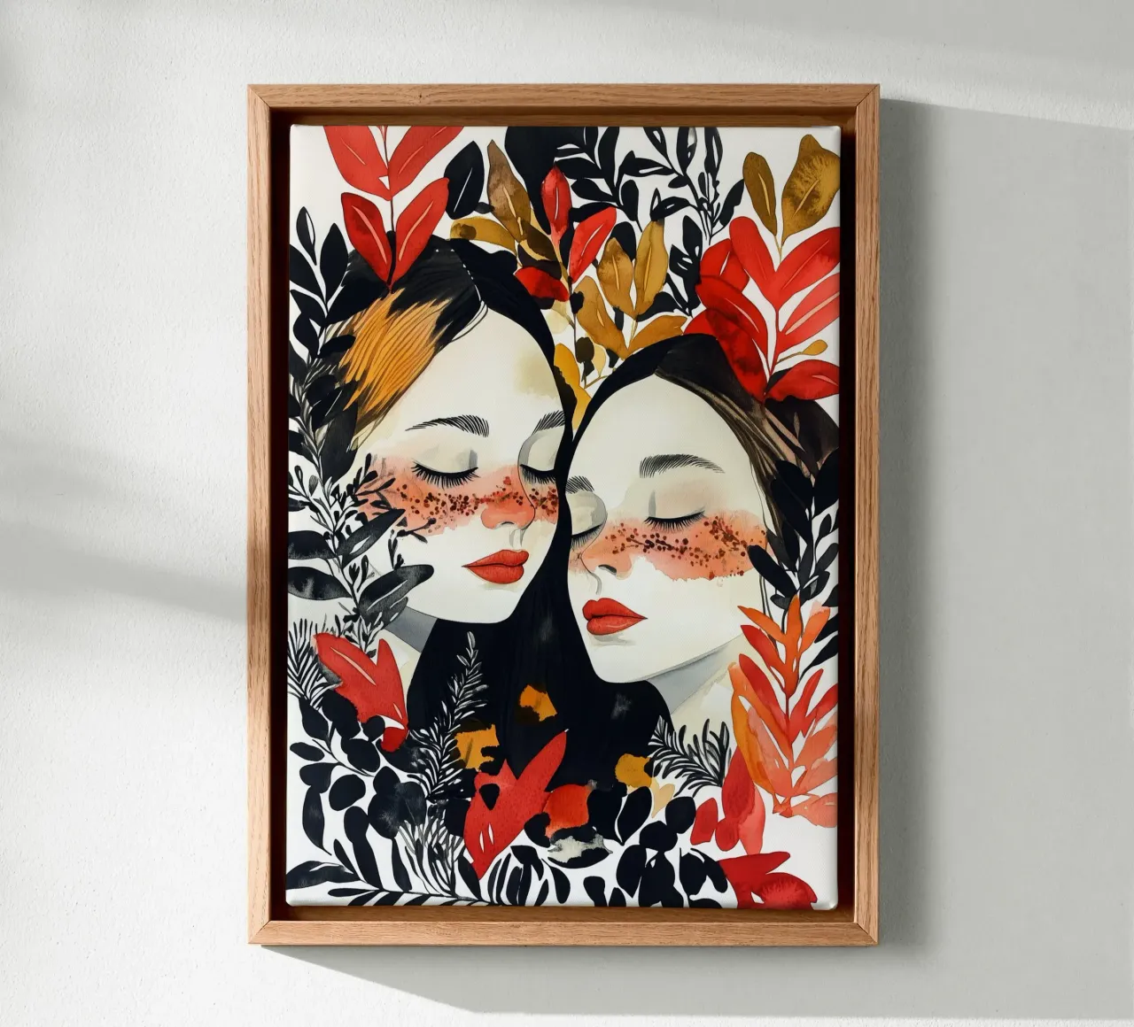 Liebe liegt in der Luft Aquarell digitale Malerei Leinwand mit Schattenfugenrahmen von Justyna Jaszke JBJart