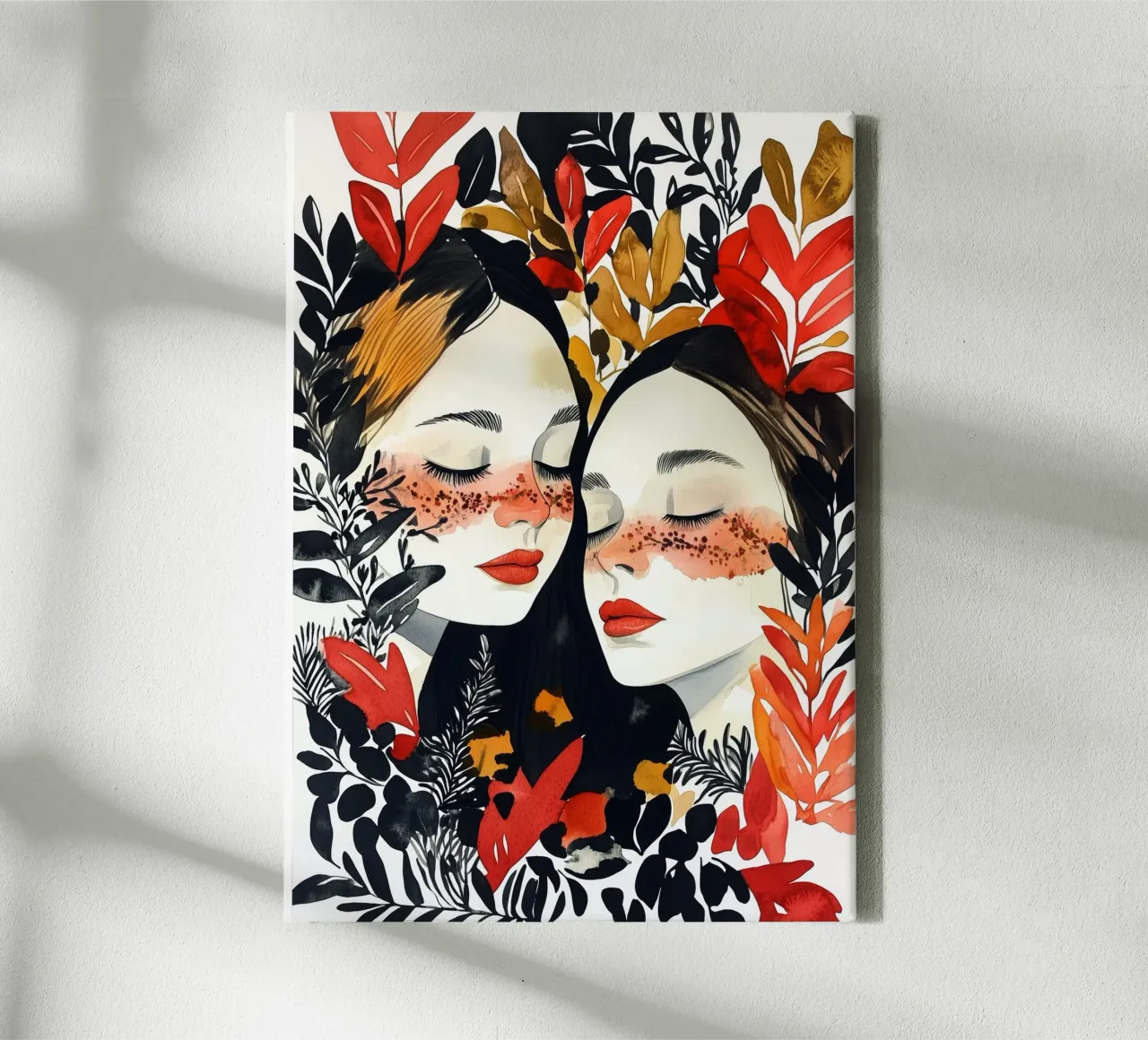 Liebe liegt in der Luft Aquarell digitale Malerei Leinwand mit Schattenfugenrahmen von Justyna Jaszke JBJart