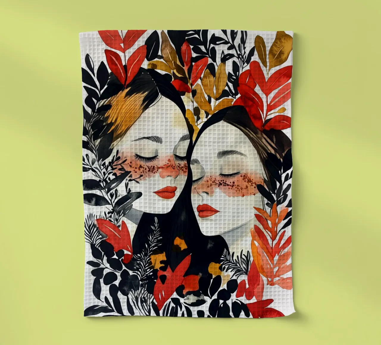 L'amore è nell'aria pittura digitale ad acquerello canovaccio da cucina da Justyna Jaszke JBJart