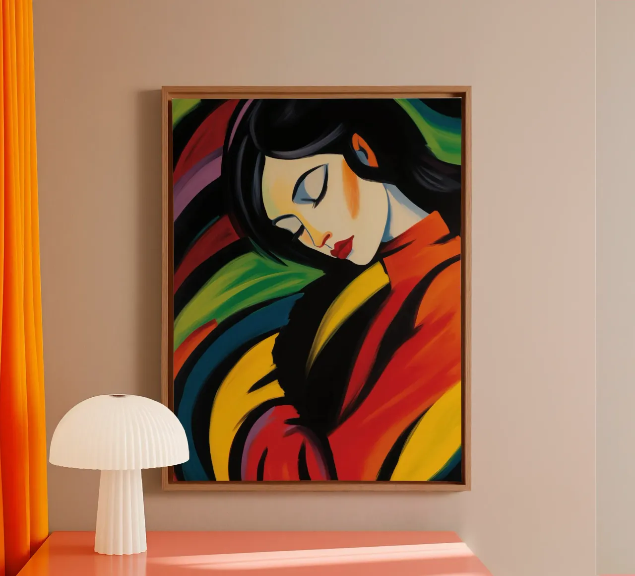 Expressionist Portrait of a Woman | Inspired by Kirchner canvas with Floater frame by Autofocus