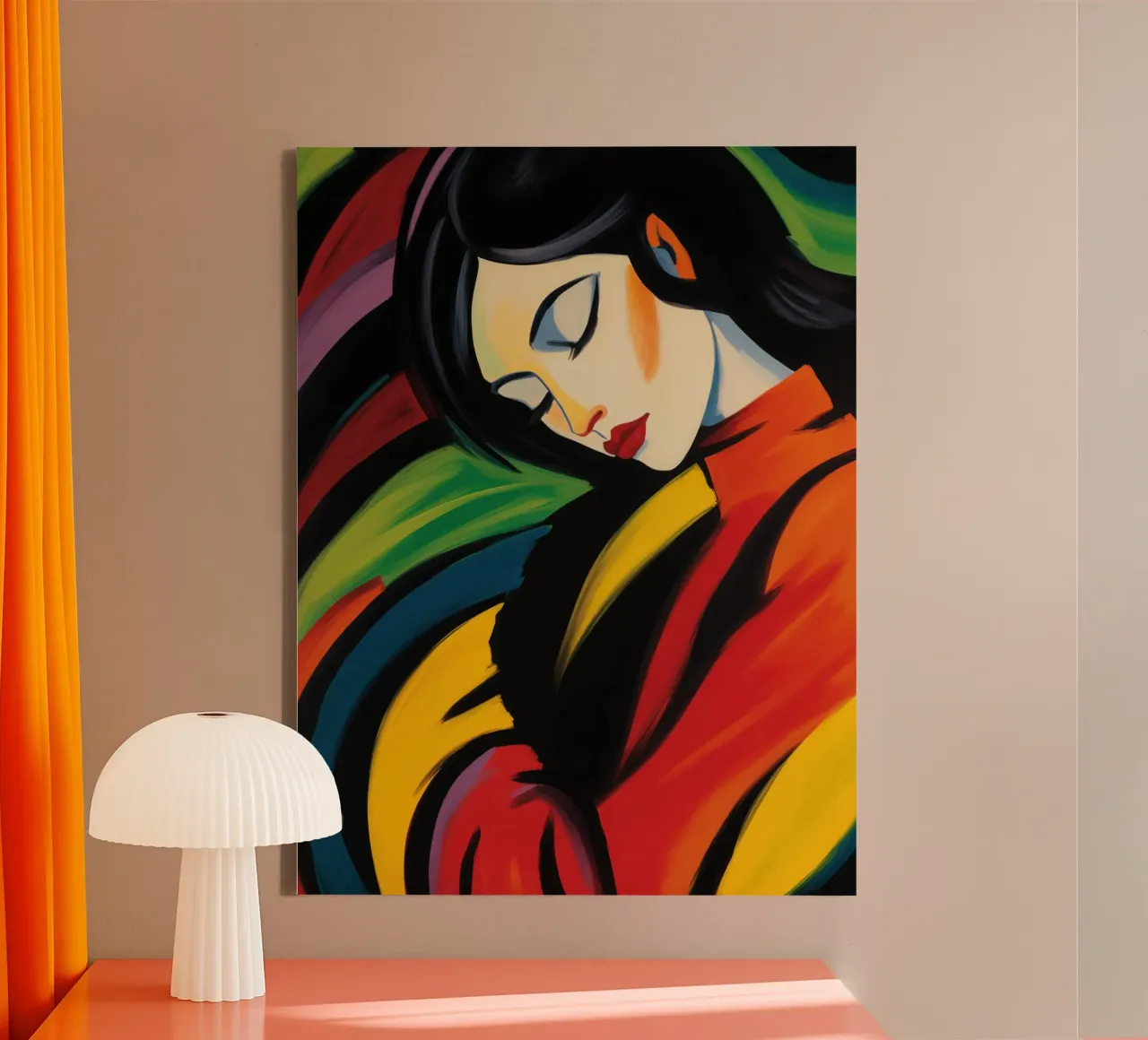 Expressionist Portrait of a Woman | Inspired by Kirchner canvas with Floater frame by Autofocus