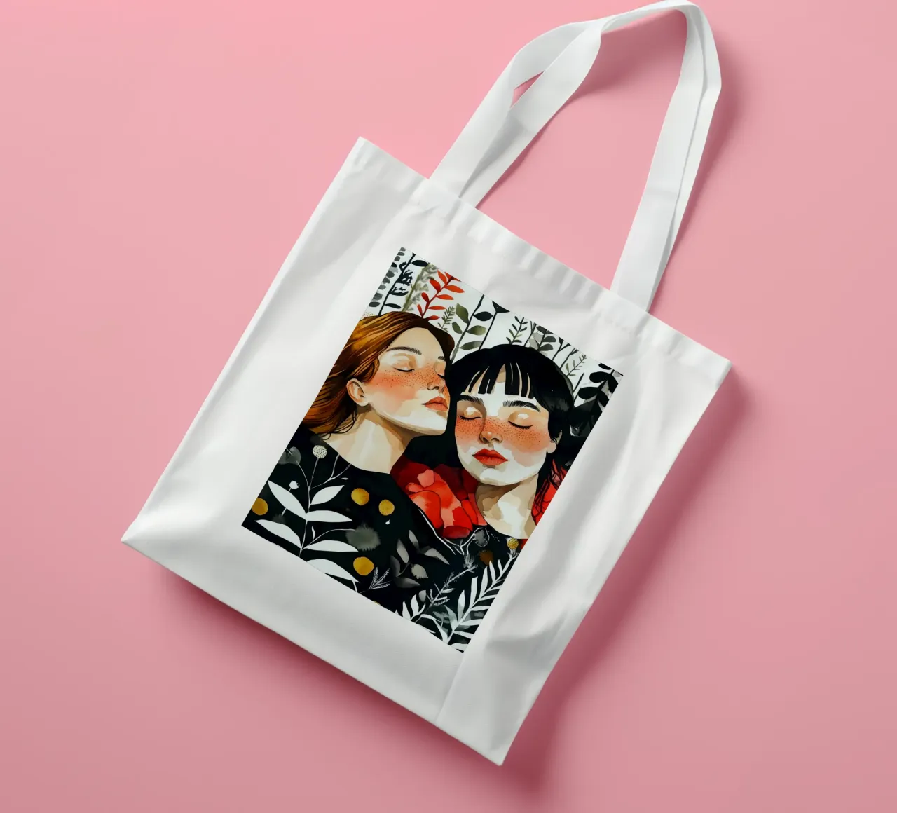 L'amore è nell'aria pittura digitale ad acquerello borsa in juta da Justyna Jaszke JBJart