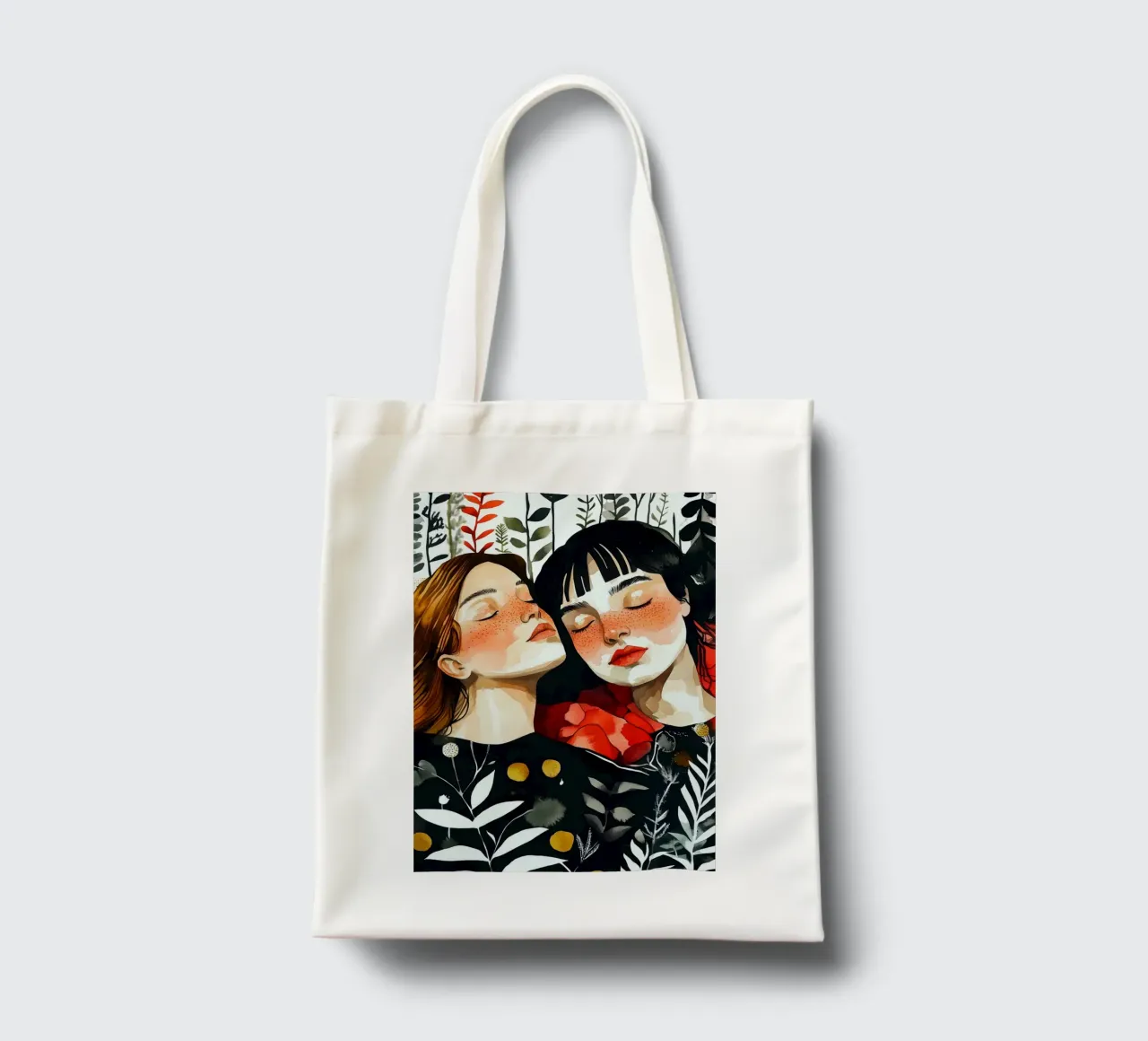 L'amore è nell'aria pittura digitale ad acquerello borsa in juta da Justyna Jaszke JBJart
