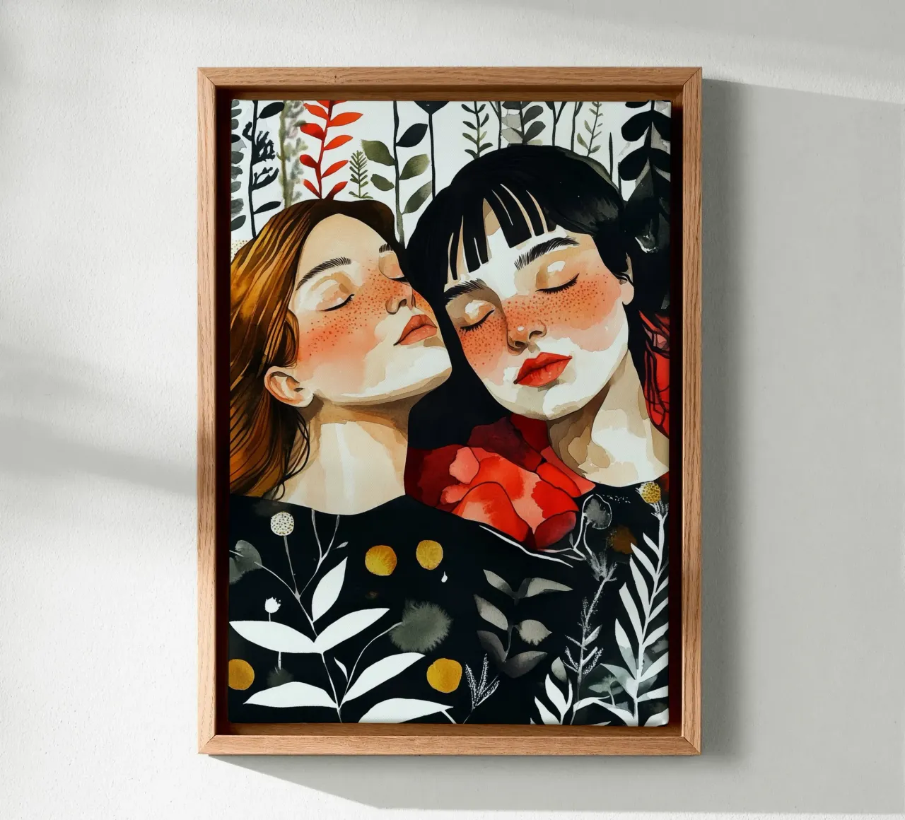 L'amore è nell'aria pittura digitale ad acquerello tela con Cornice a cassetta da Justyna Jaszke JBJart