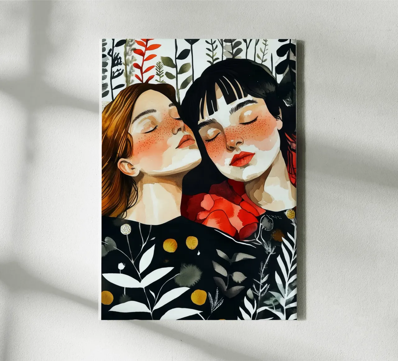 L'amore è nell'aria pittura digitale ad acquerello tela con Cornice a cassetta da Justyna Jaszke JBJart