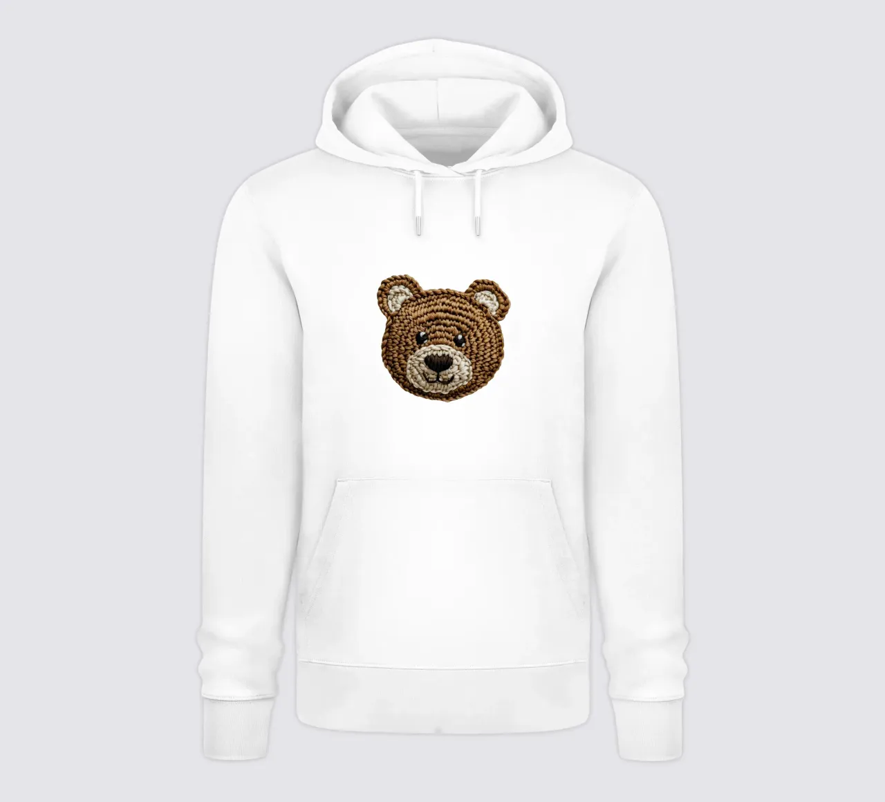 Simpatica testa di orso marrone ricamata per bambini felpa con cappuccio da Autofocus