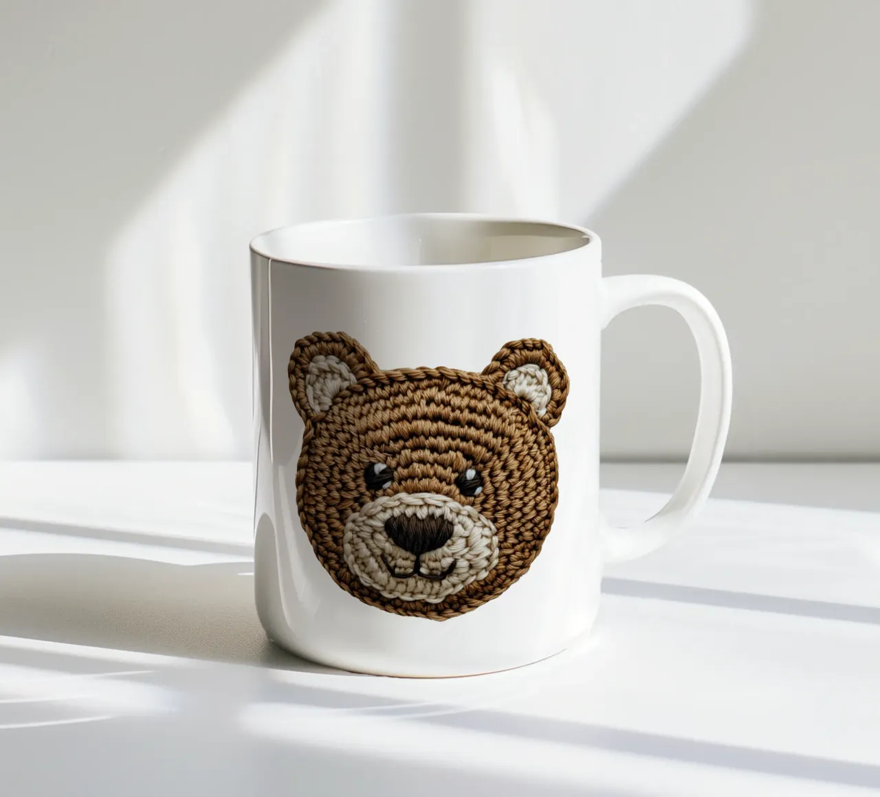 Simpatica testa di orso marrone ricamata per bambini tazza in ceramica da Autofocus