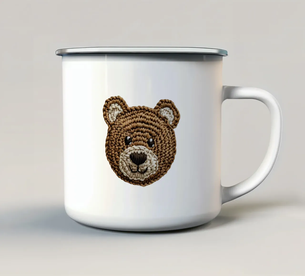 Simpatica testa di orso marrone ricamata per bambini tazza in smalto da Autofocus