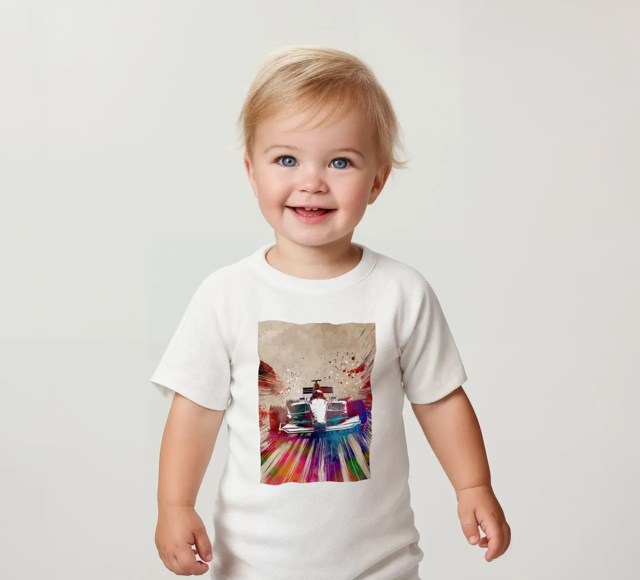 Car racing sport art baby t-shirt by Justyna Jaszke JBJart