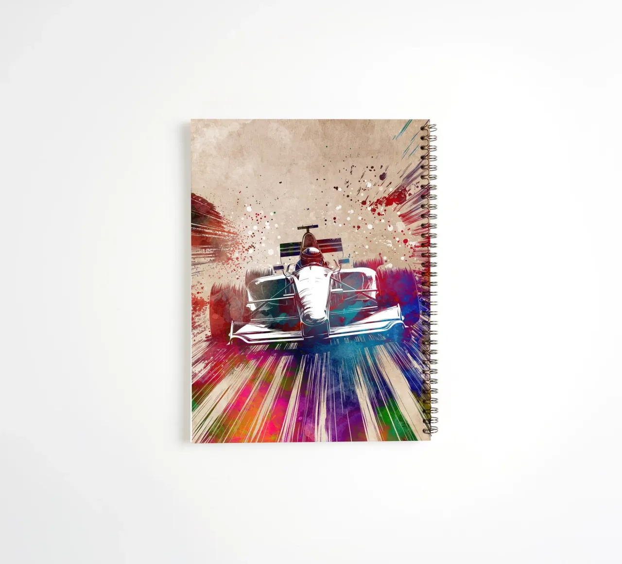 Car racing sport art spiral notebook by Justyna Jaszke JBJart