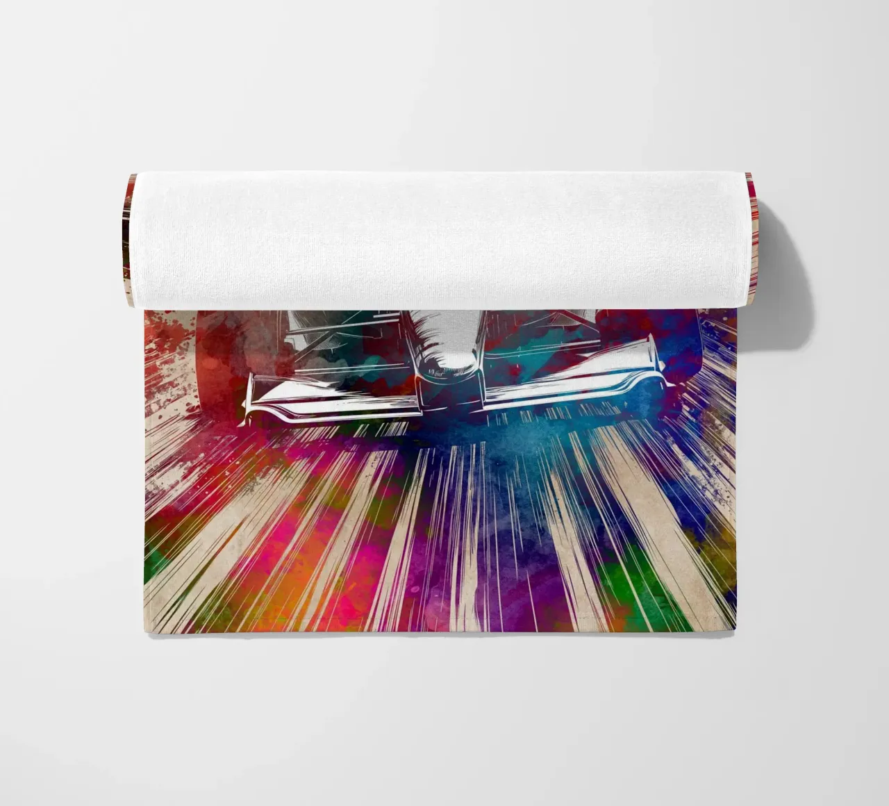 Car racing sport art beach towel by Justyna Jaszke JBJart