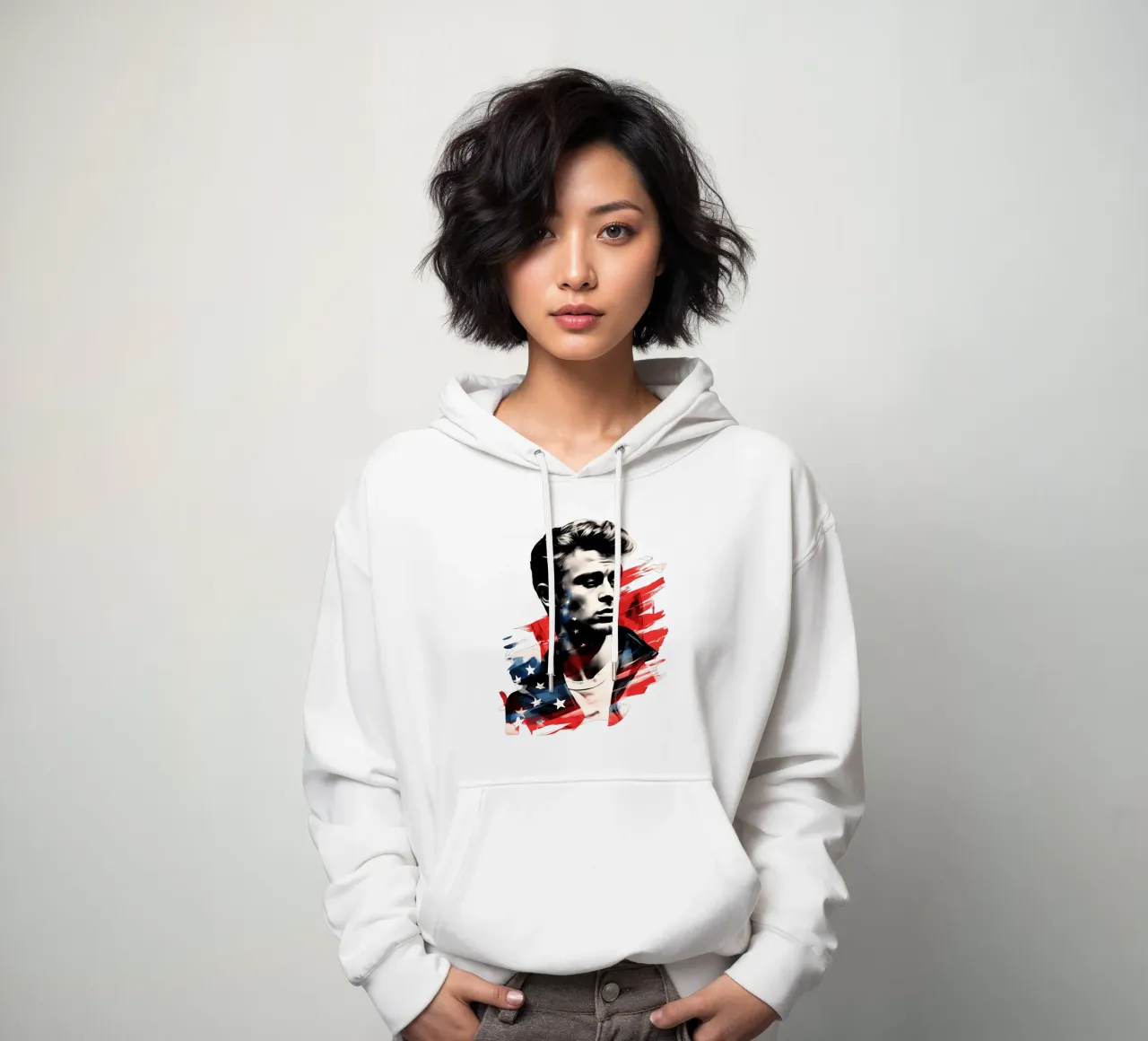 James Dean | Volto di una generazione | Con i colori degli Stati Uniti felpa con cappuccio da Autofocus