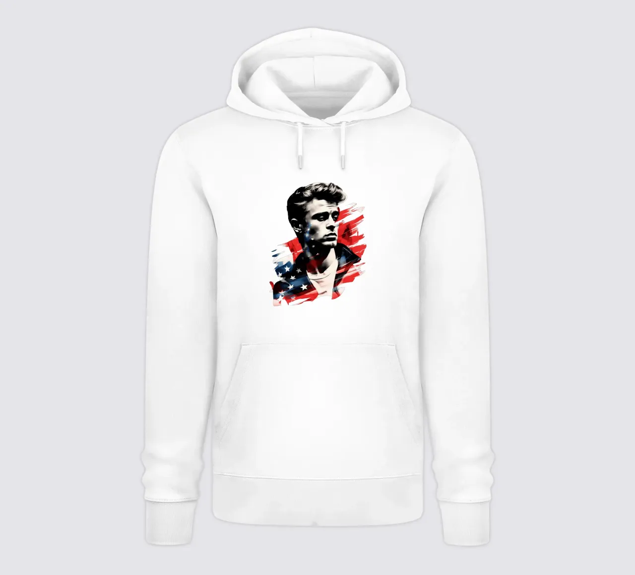 Poster dei fan di James Dean con i colori degli Stati Uniti felpa con cappuccio da Autofocus