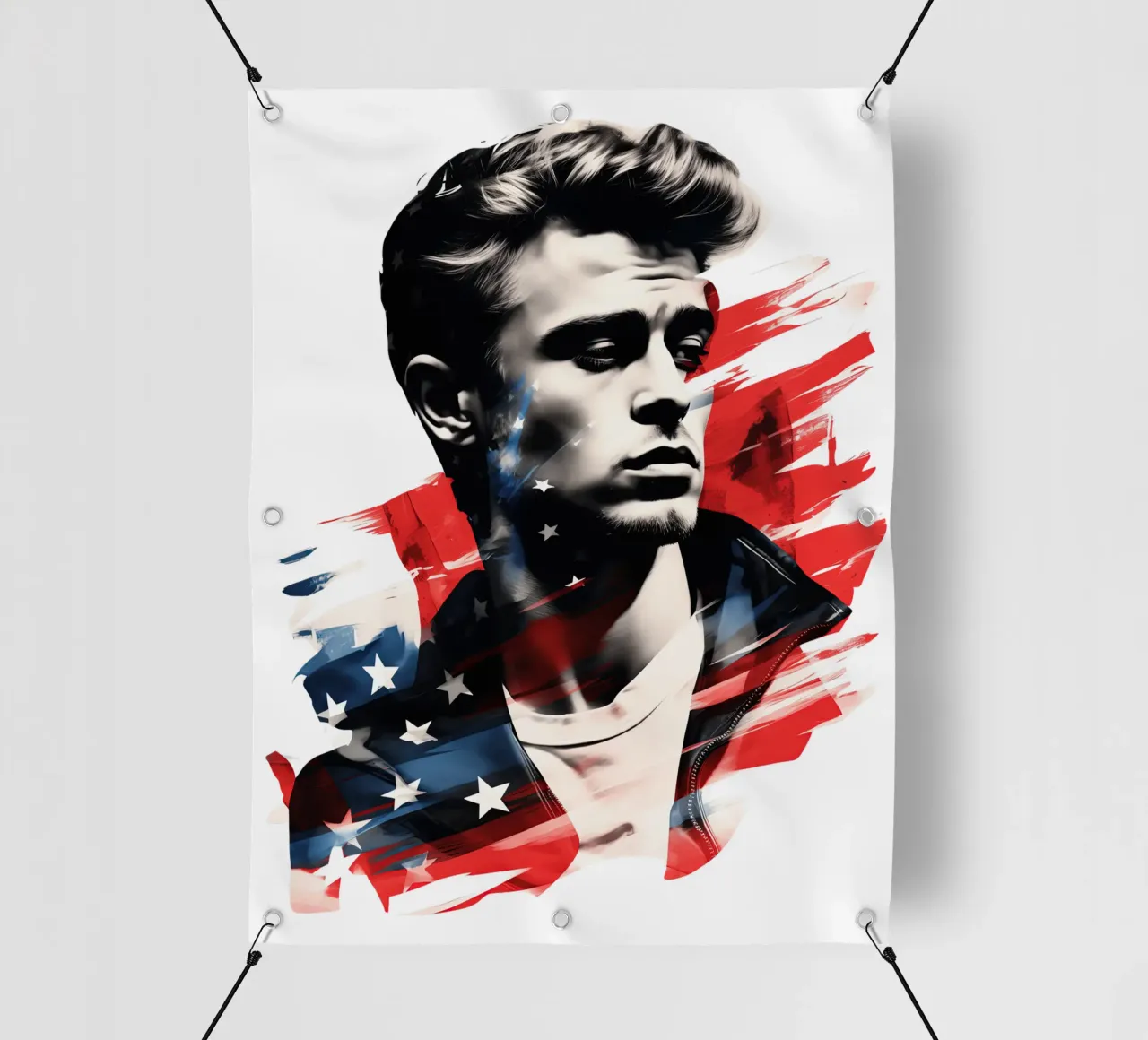James Dean | Volto di una generazione | Con i colori degli Stati Uniti telo in pvc da Autofocus