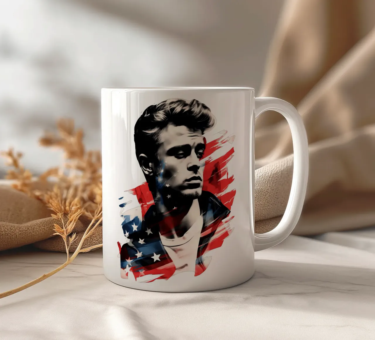Poster dei fan di James Dean con i colori degli Stati Uniti tazza in ceramica da Autofocus