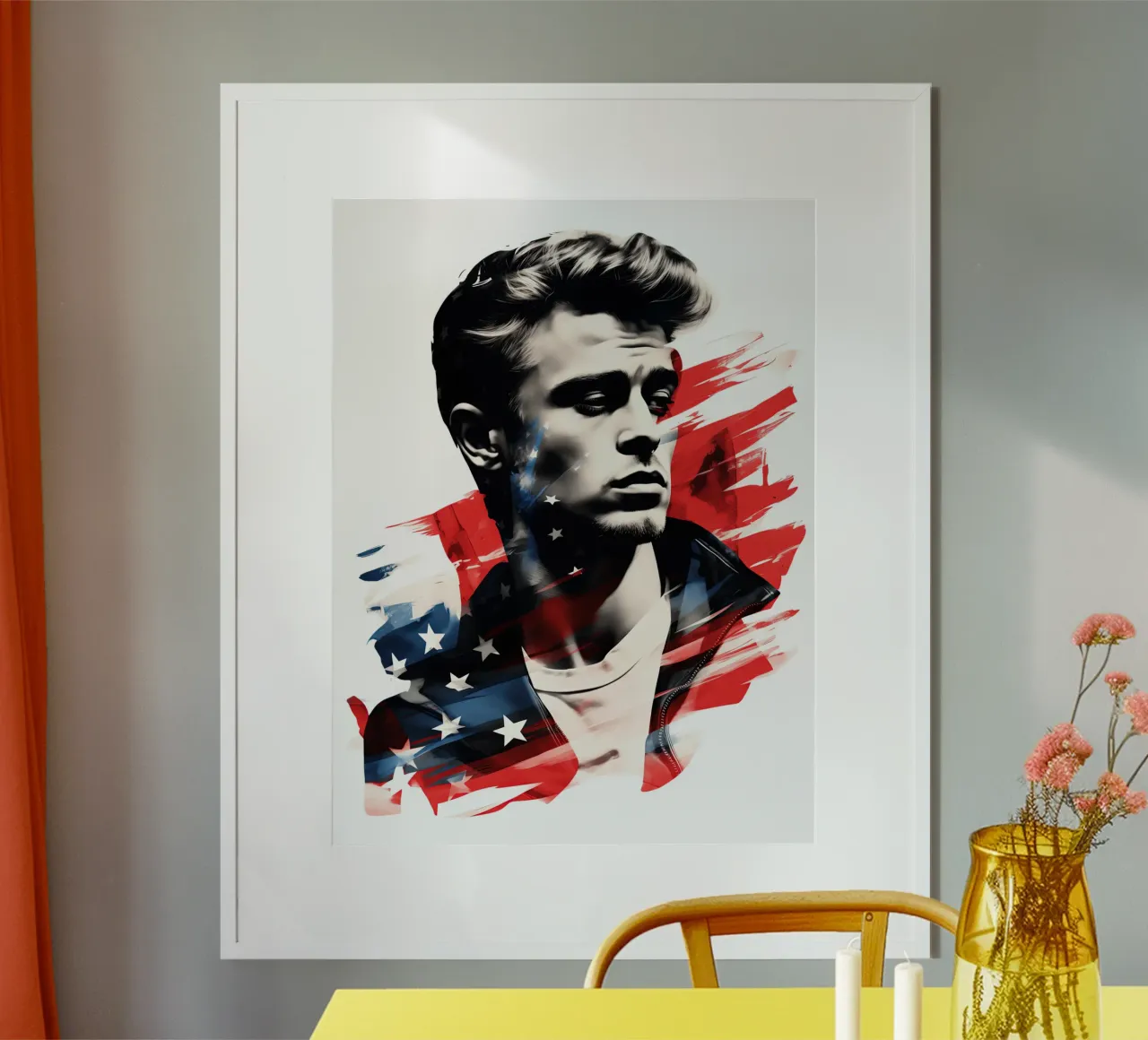 Poster dei fan di James Dean con i colori degli Stati Uniti poster da Autofocus