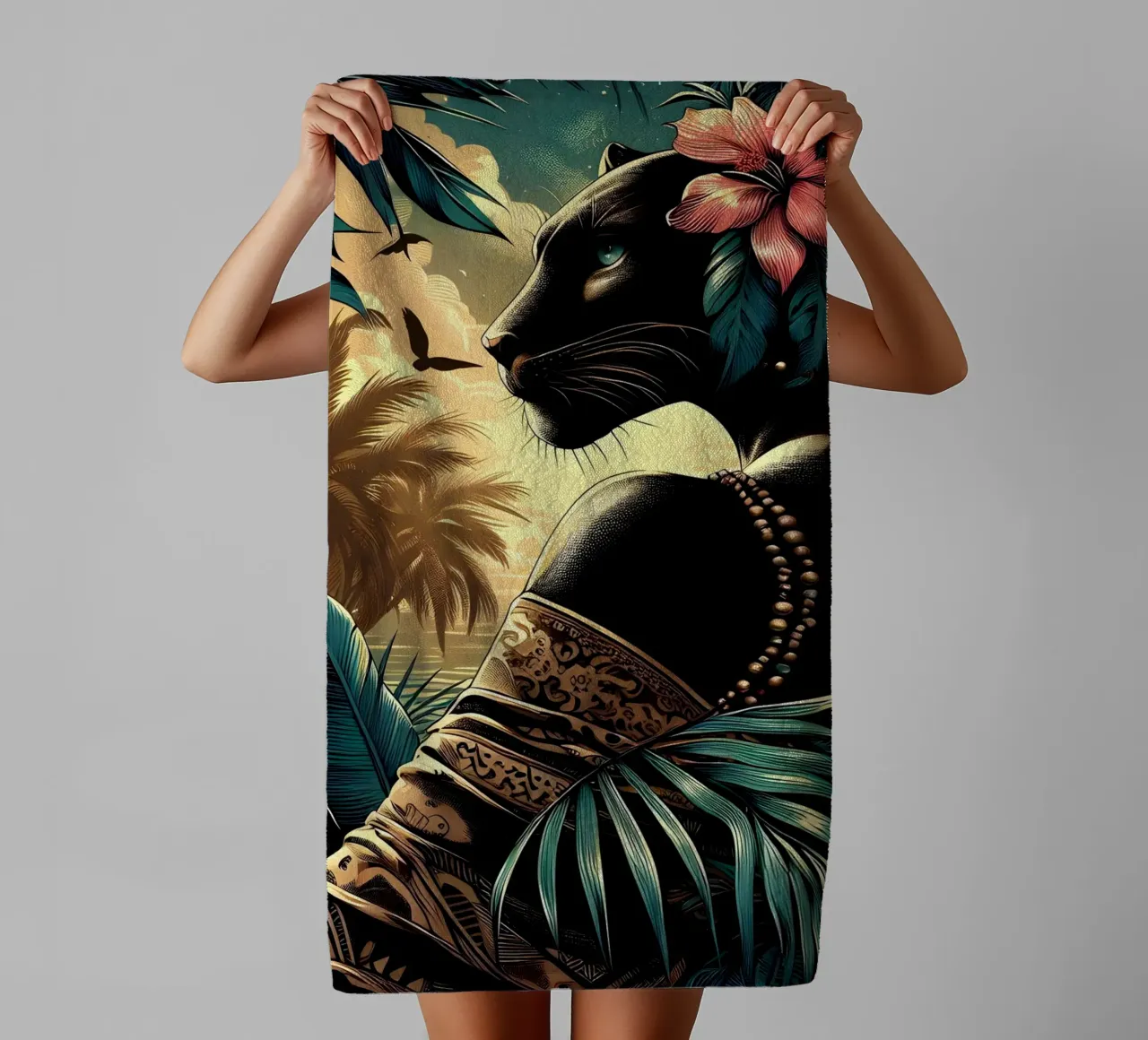 Anthropomorphic Panther towel by ARTOMATIC