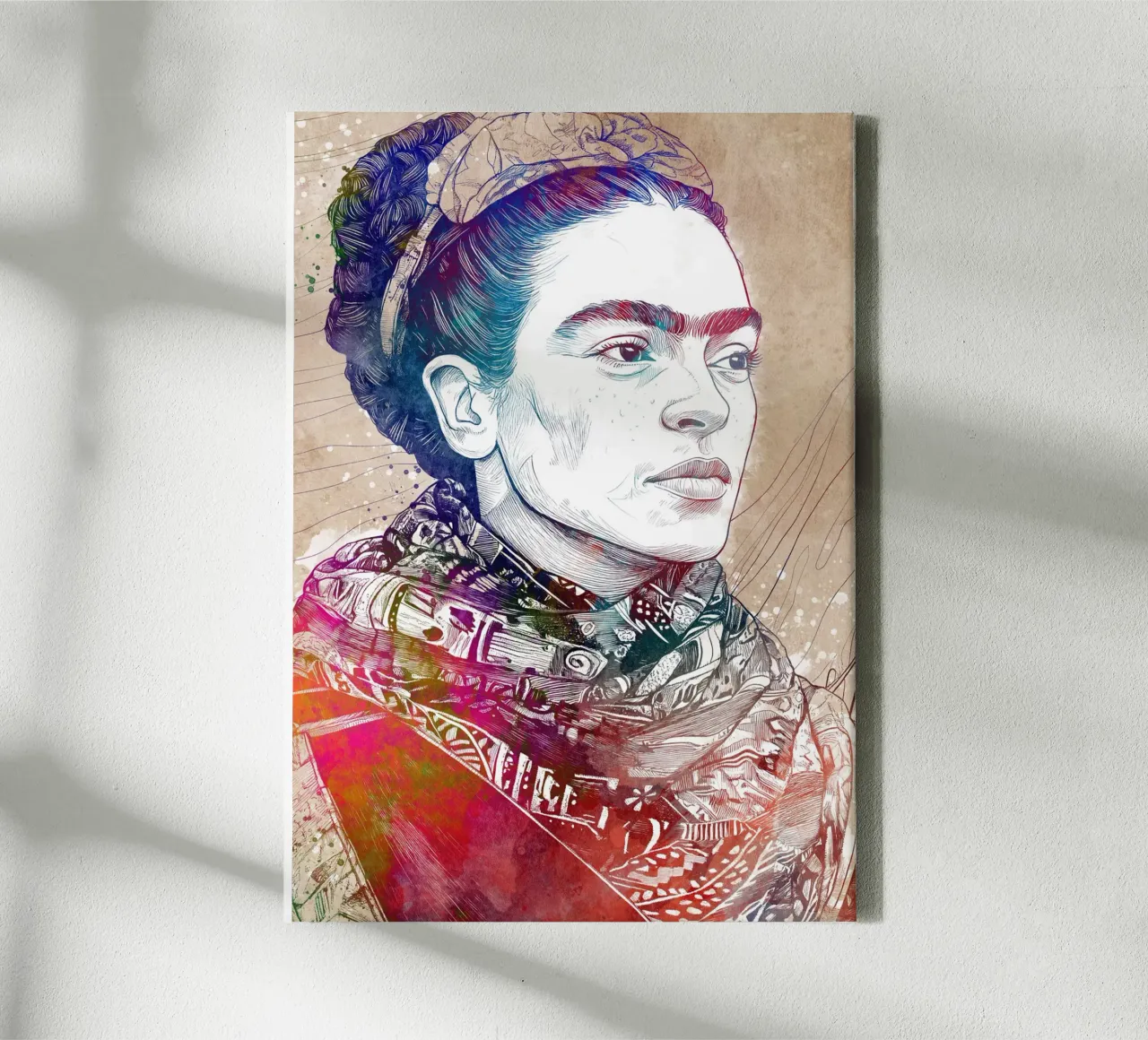 Frida digitale kunst canvas met Baklijst van Justyna Jaszke JBJart