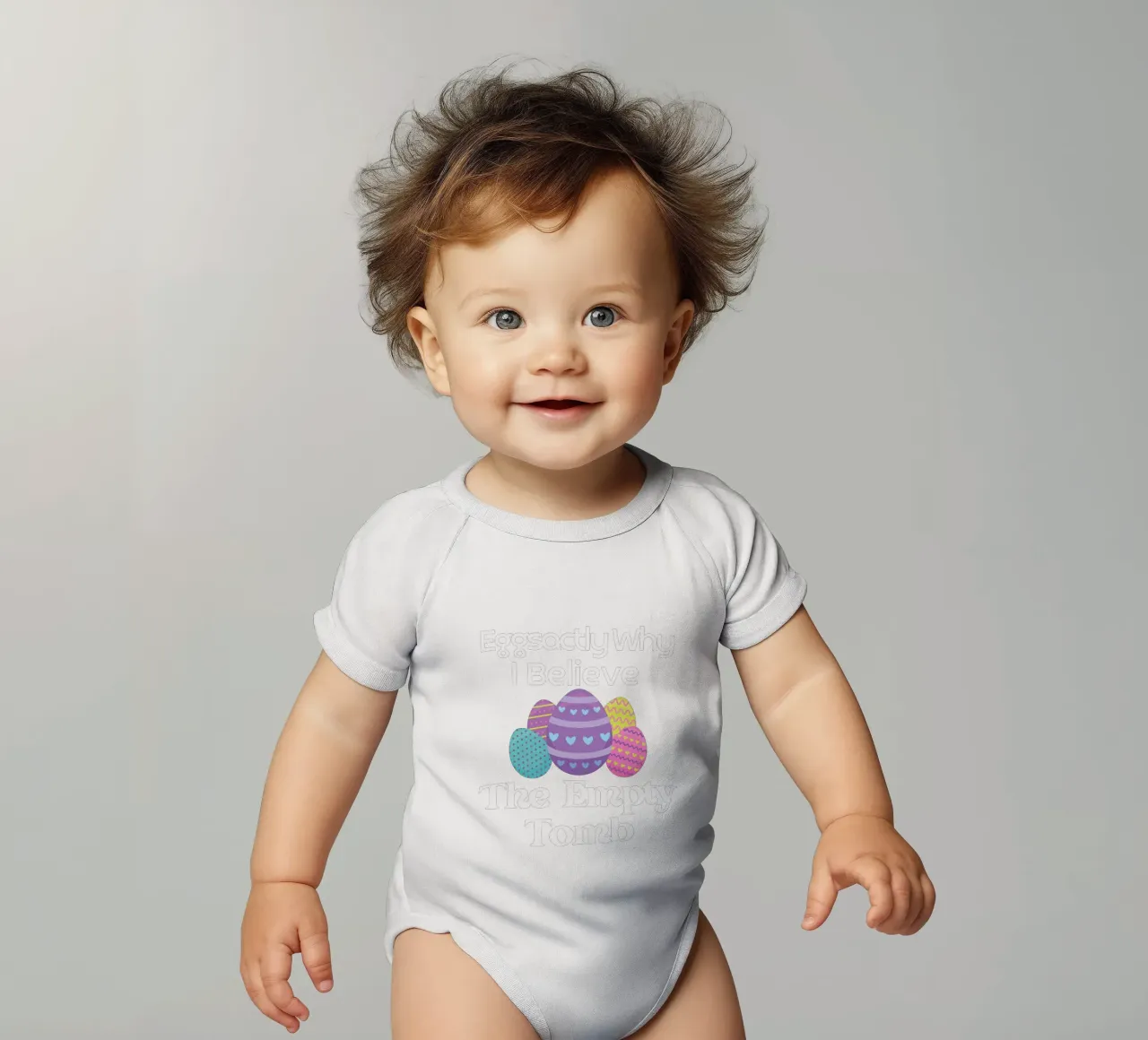 Eggsactly why I believe the empty tomb use to show faith short-sleeve baby romper by Lionandlamb