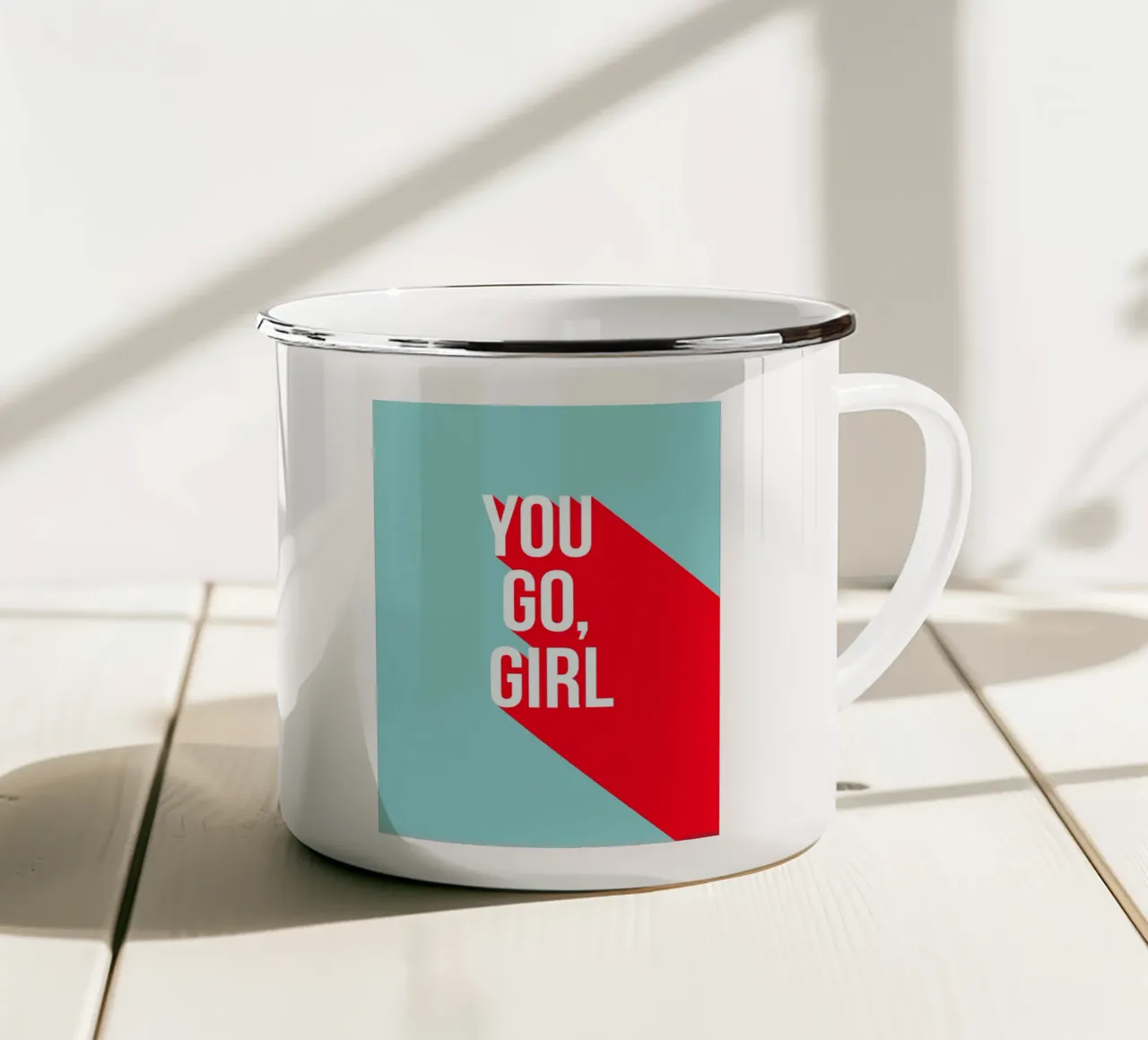 You Go Girl Power Tipografia retrò tazza in smalto da Dominique Vari Words