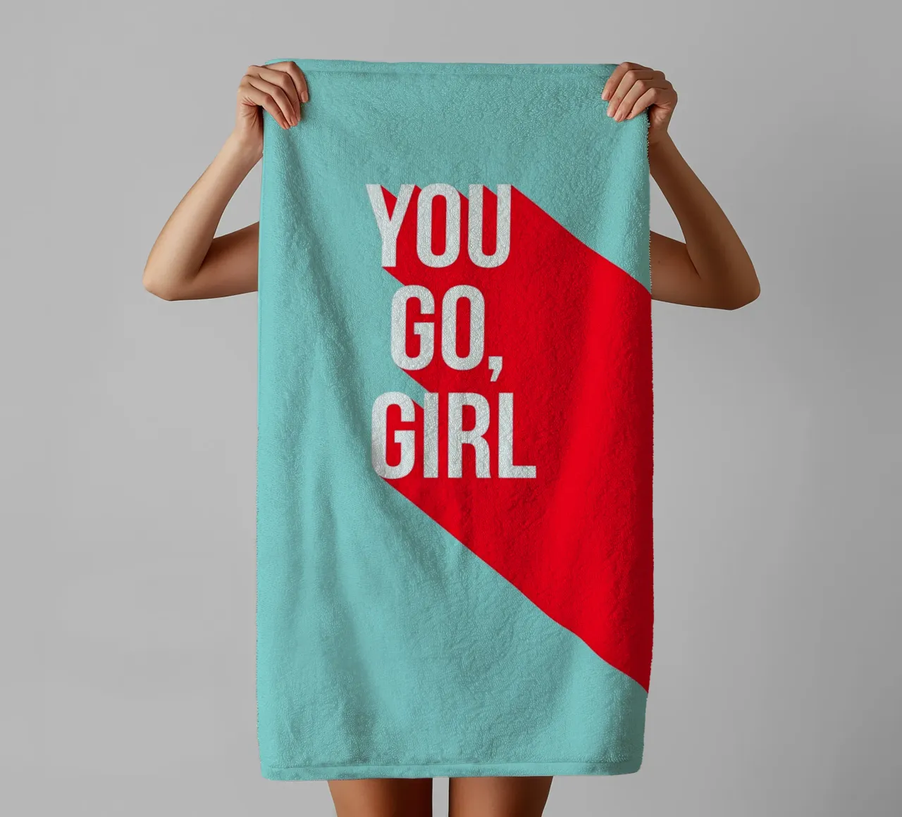 You Go Girl Power Retro typography towel by Dominique Vari Words