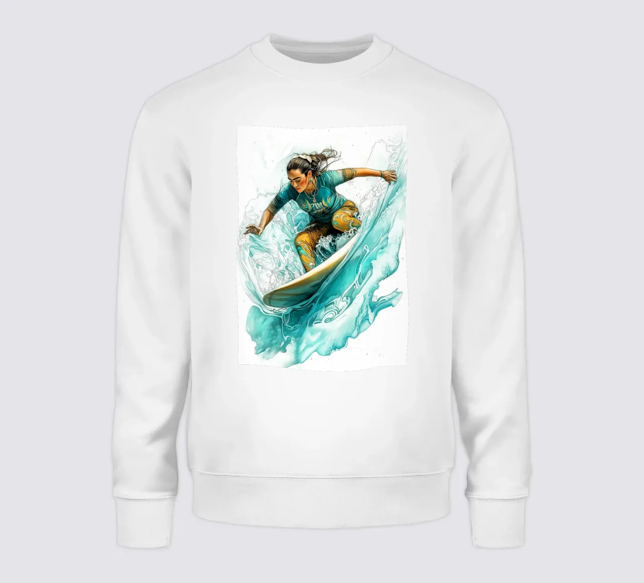 Surfen Mädchen digitale Kunst Sweatshirt von Justyna Jaszke JBJart