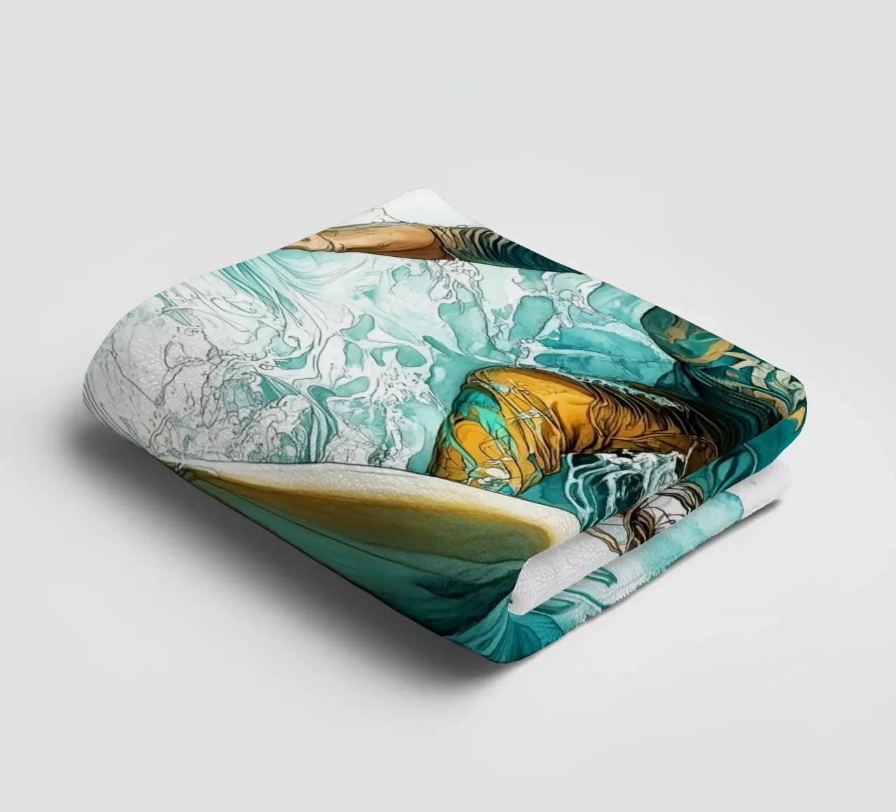 Surfing girl digital art towel by Justyna Jaszke JBJart