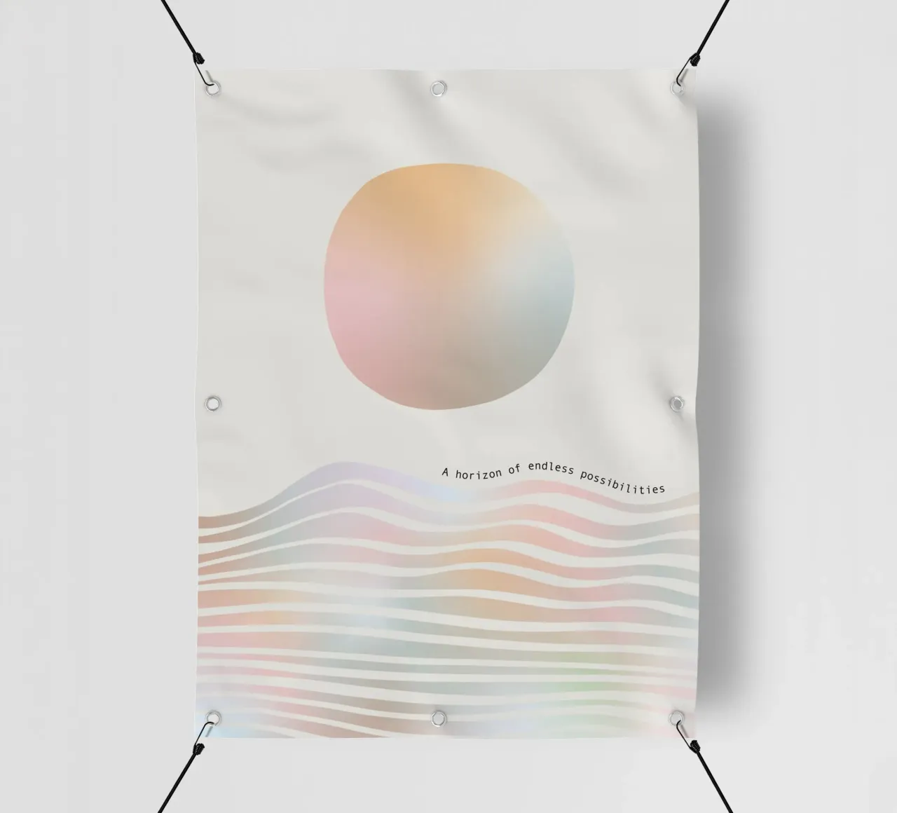 Paesaggio astratto minimalista di onde e sole telo in pvc da Dominique Vari Abstract