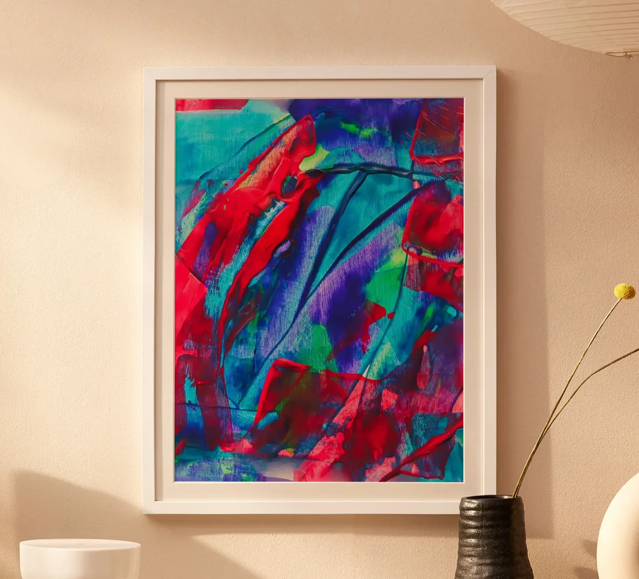 'Chromatic Surge' Abstract Acrylic Print poster with plastic frame by FABOArt