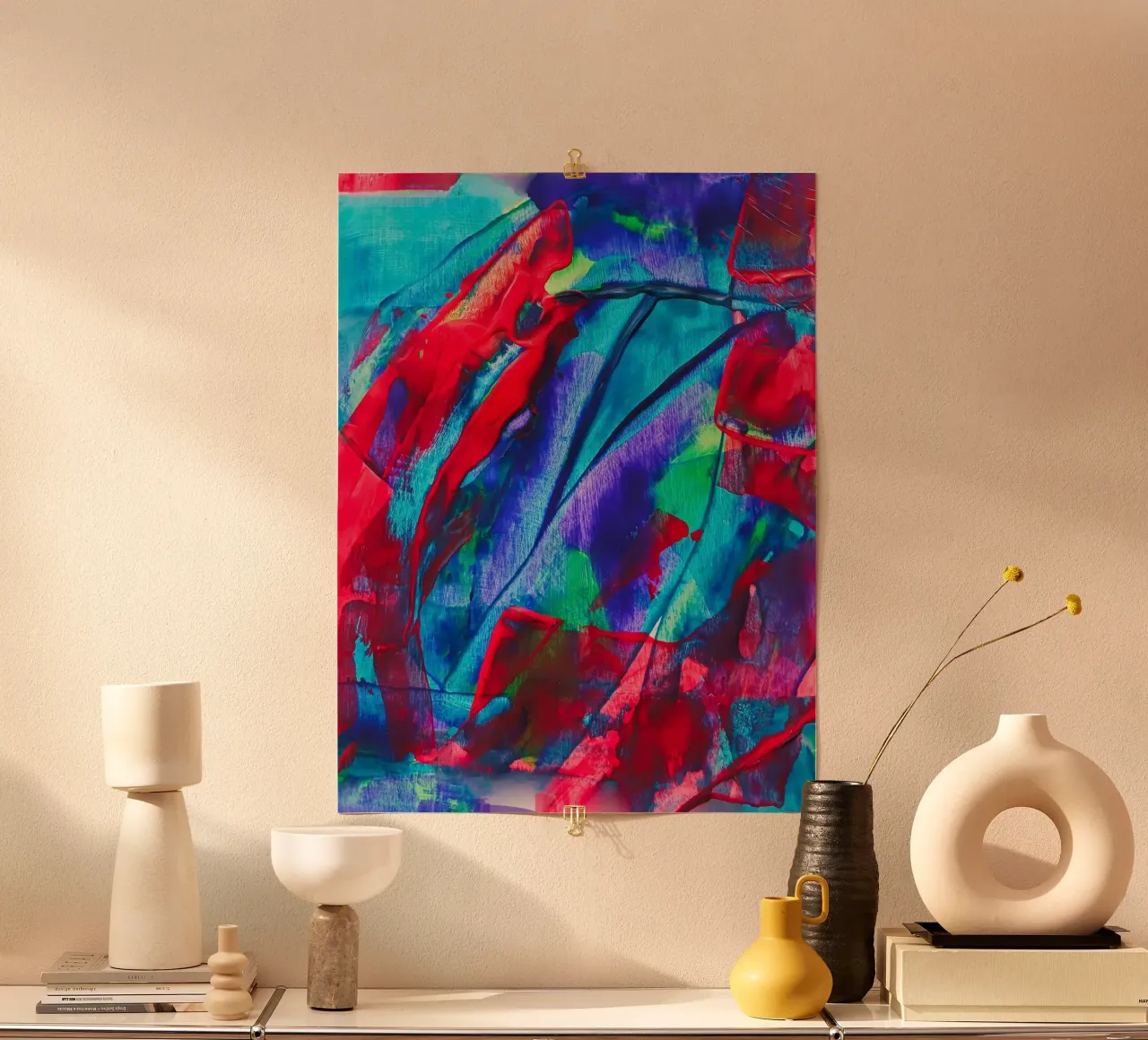 'Chromatic Surge' Abstract Acrylic Print poster with plastic frame by FABOArt