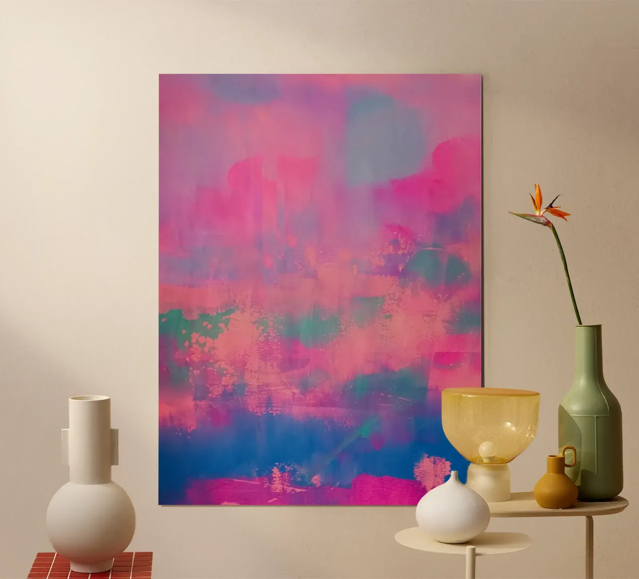 Levendige abstracte print - Chroma Distressed poster met aluminium frame van FABOArt