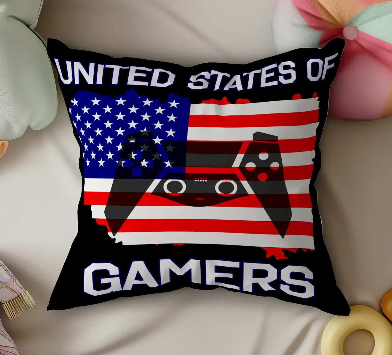 Vereinigte Staaten von Gamern Cooles Gaming Videospiele Kissen von sillyindustries