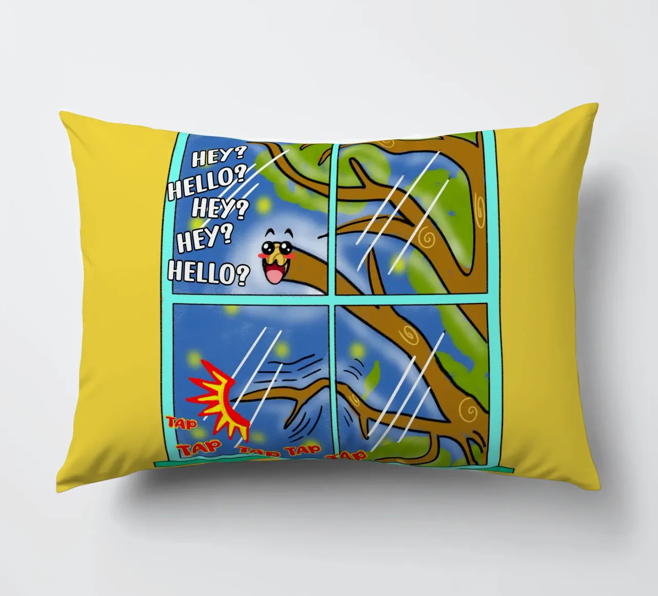 Divertente Kawaii Cute Tree Branch Tapping Cartone animato classico cuscino da sillyindustries