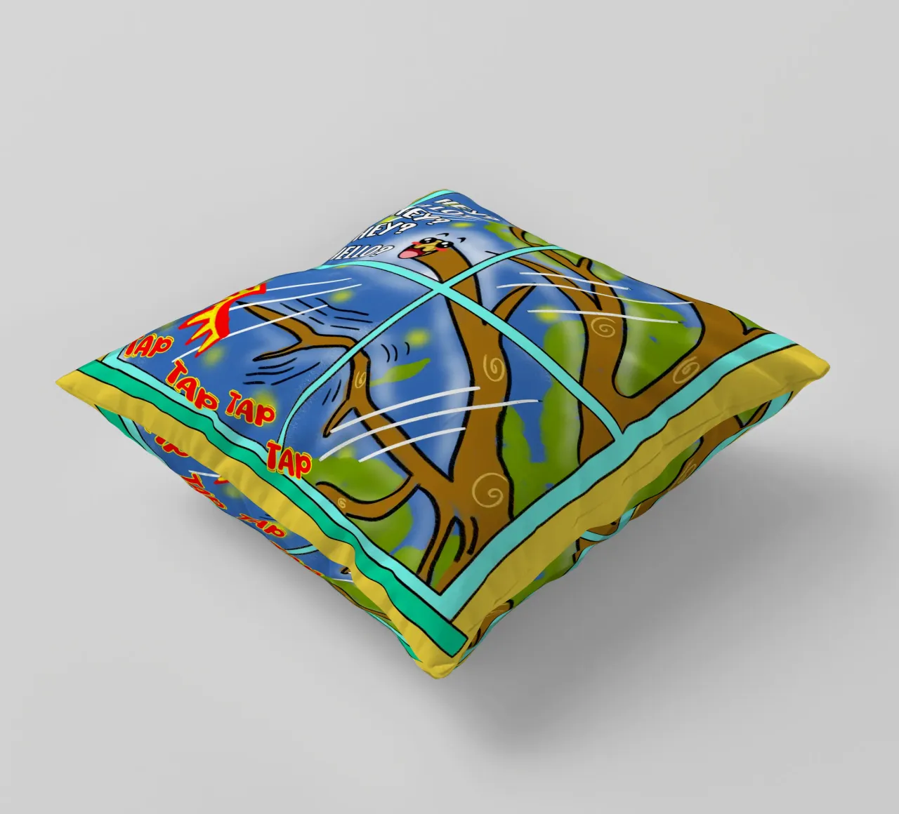 Divertente Kawaii Cute Tree Branch Tapping Cartone animato classico cuscino da sillyindustries