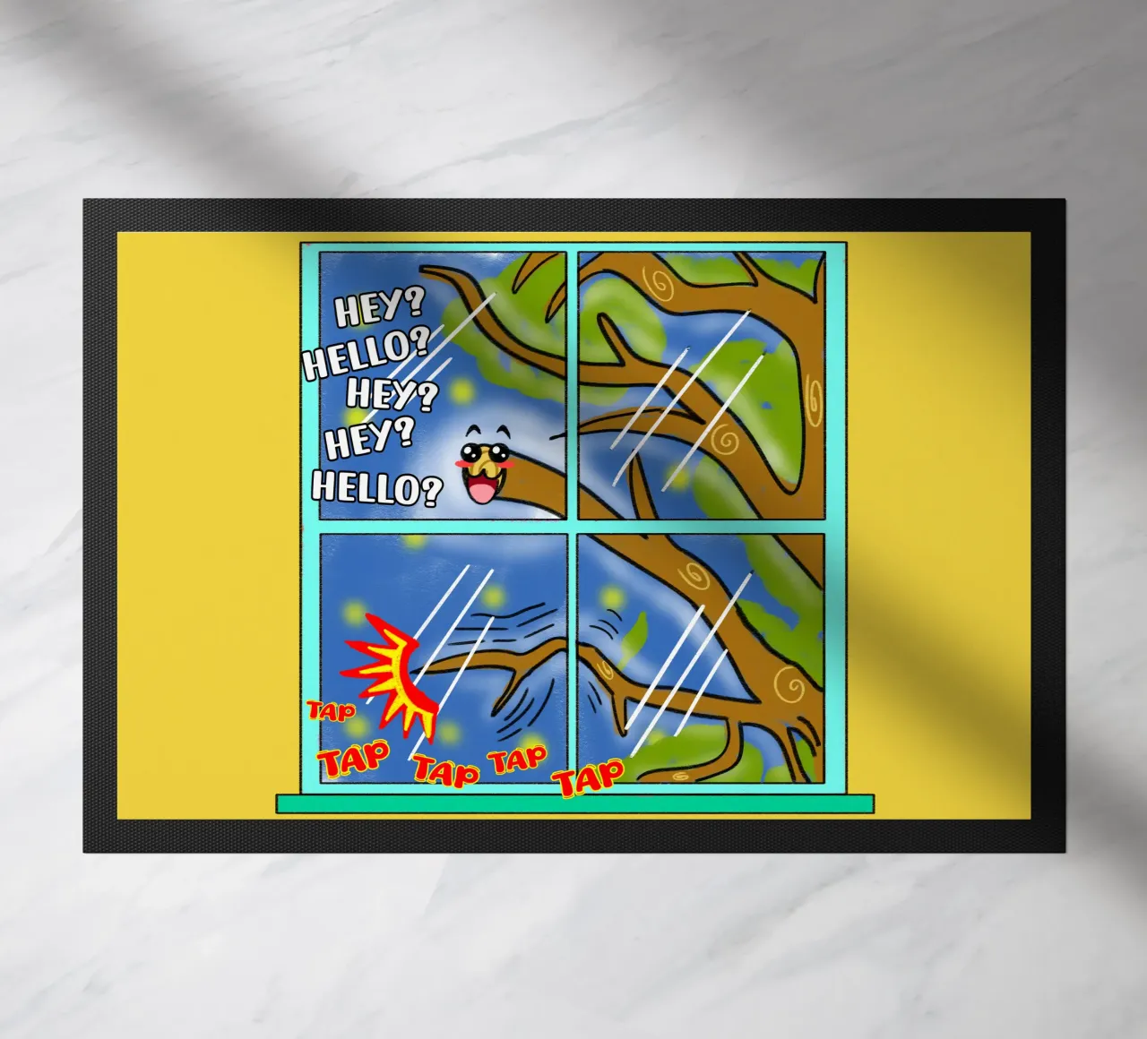 Divertente Kawaii Cute Tree Branch Tapping Cartone animato classico zerbino da sillyindustries